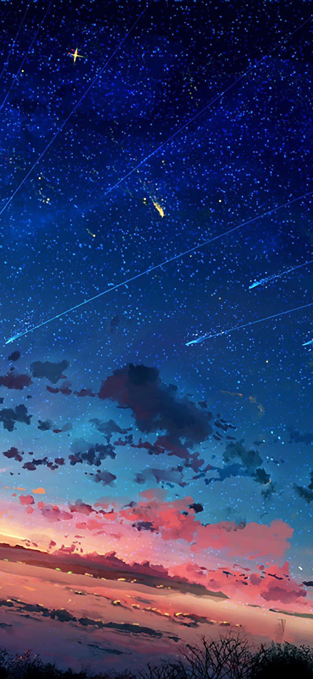 1080x2340 4K Anime Αστέρι Ηλιοβασίλεμα Ουρανός Ταπετσαρία