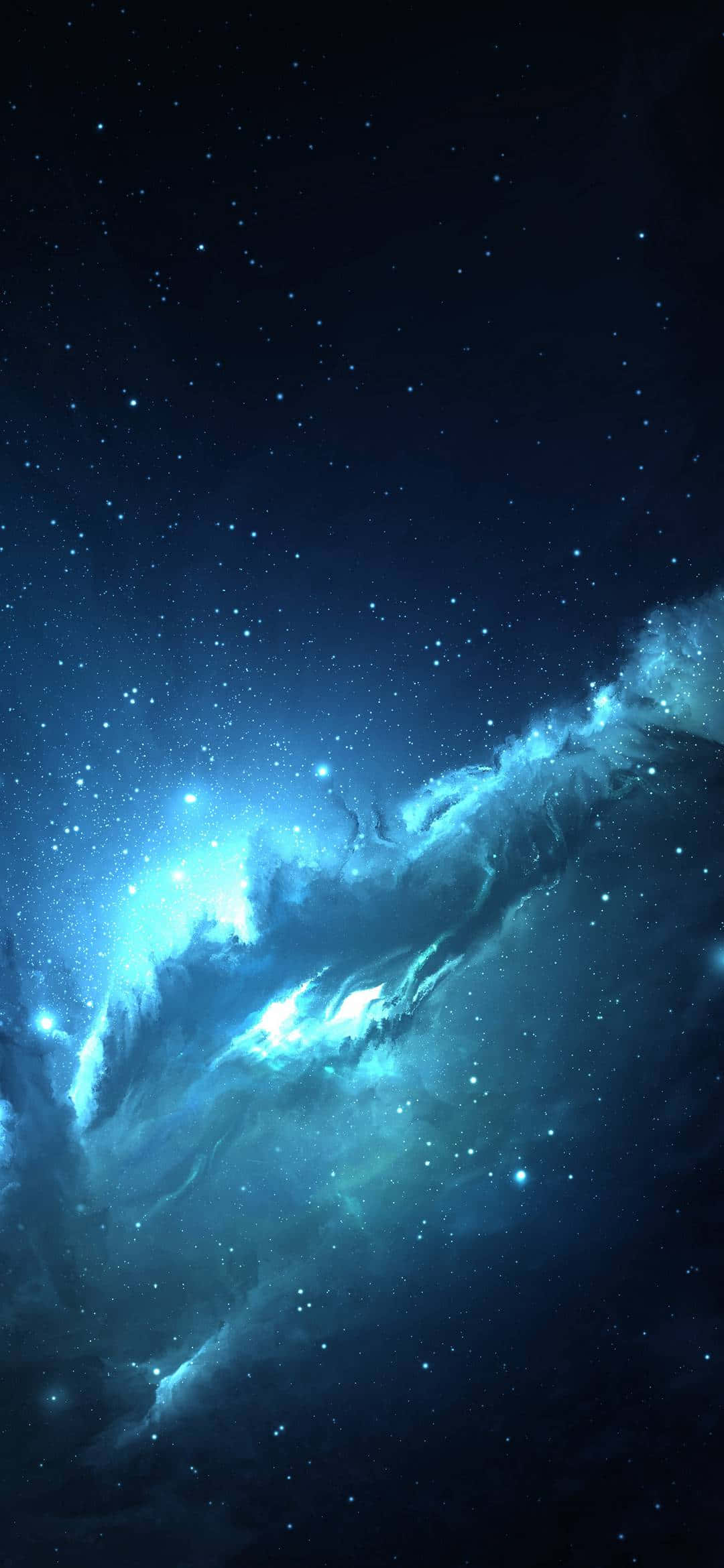 1080x2340 4K Neon Μπλε Νεφέλωμα Ταπετσαρία