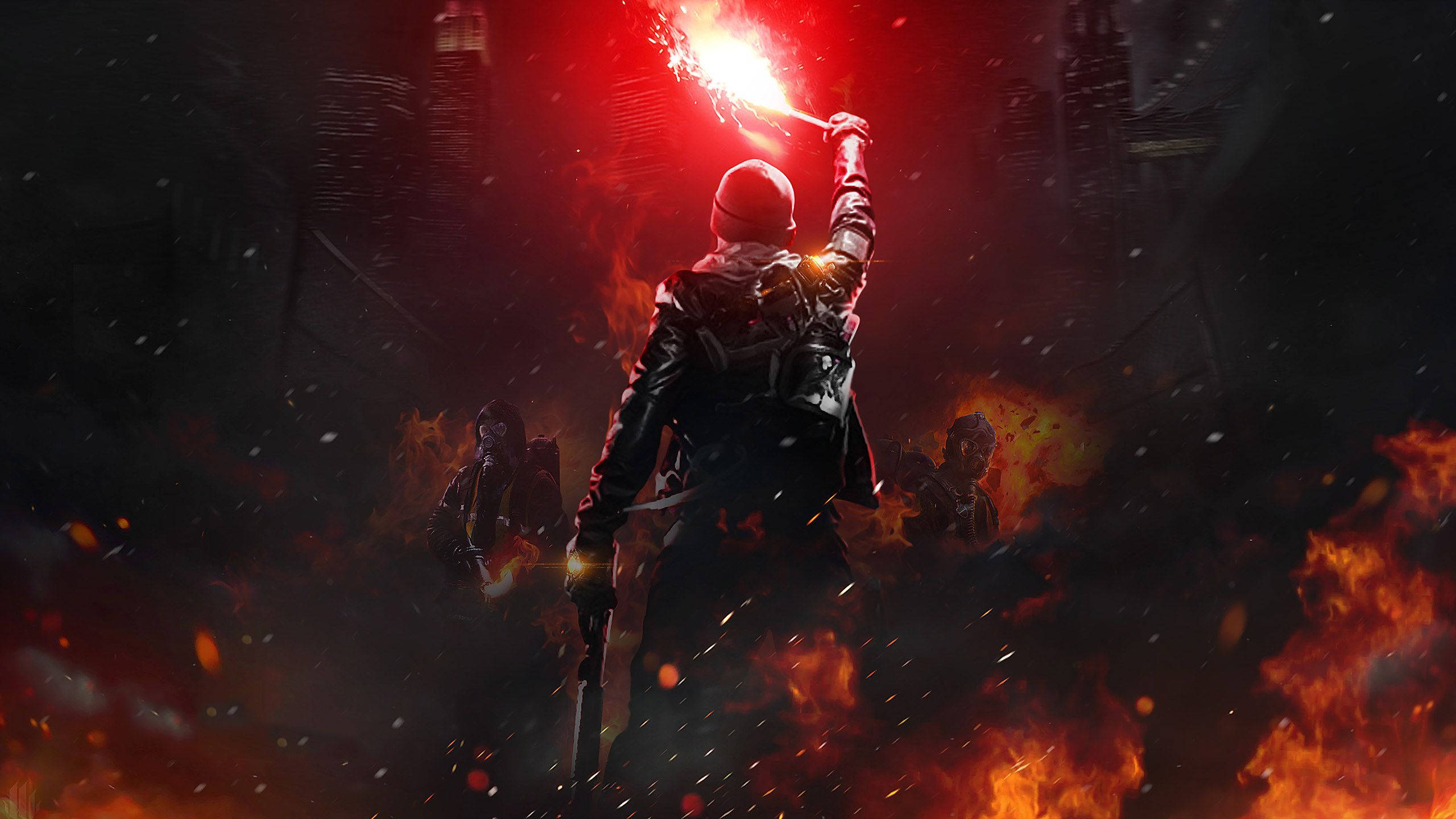 1920 X 1080 Gaming Άνδρας με Πυρσό Ταπετσαρία