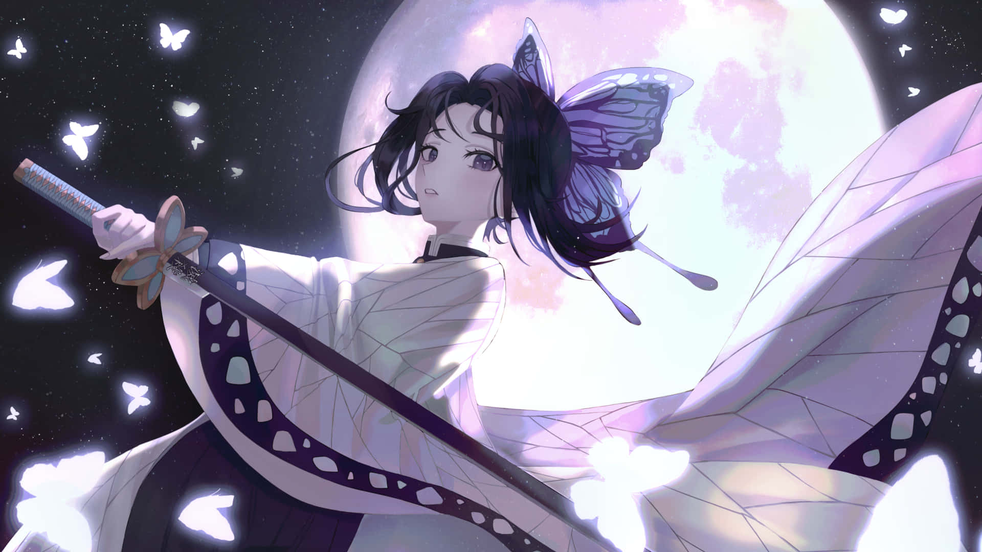 1920x1080 Anime Shinobu Kocho Μαύρο Μωβ Ταπετσαρία