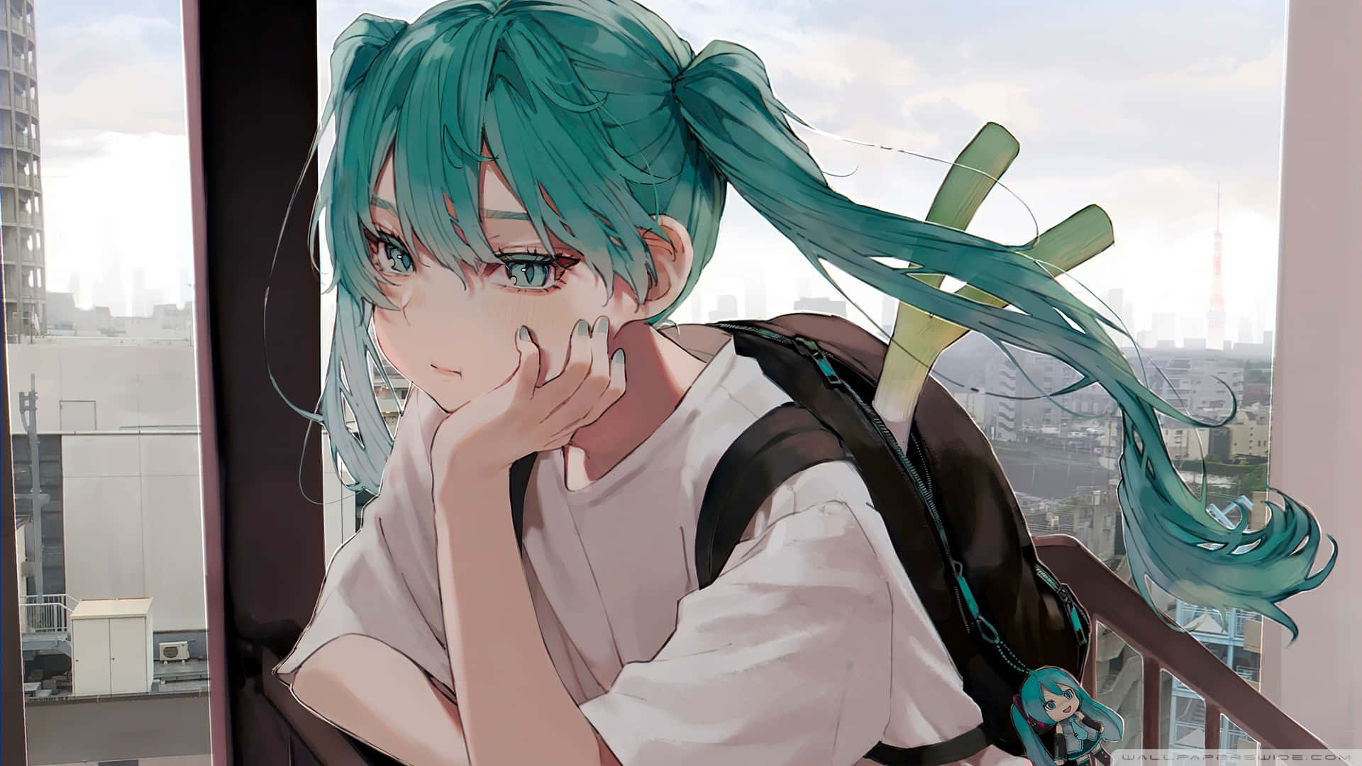 1920x1080 Anime Hatsune Miku Λυπημένη — Λυπημένο anime GIF Ταπετσαρία