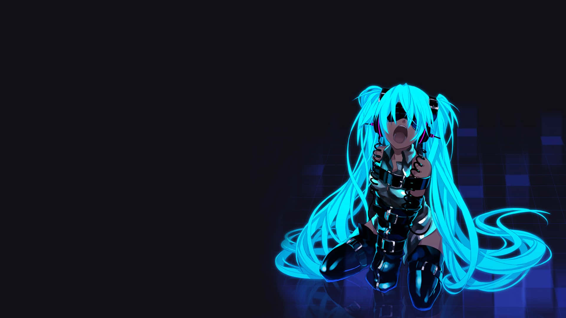 1920x1080 Anime Hatsune Miku Φωτεινό Μπλε Ταπετσαρία