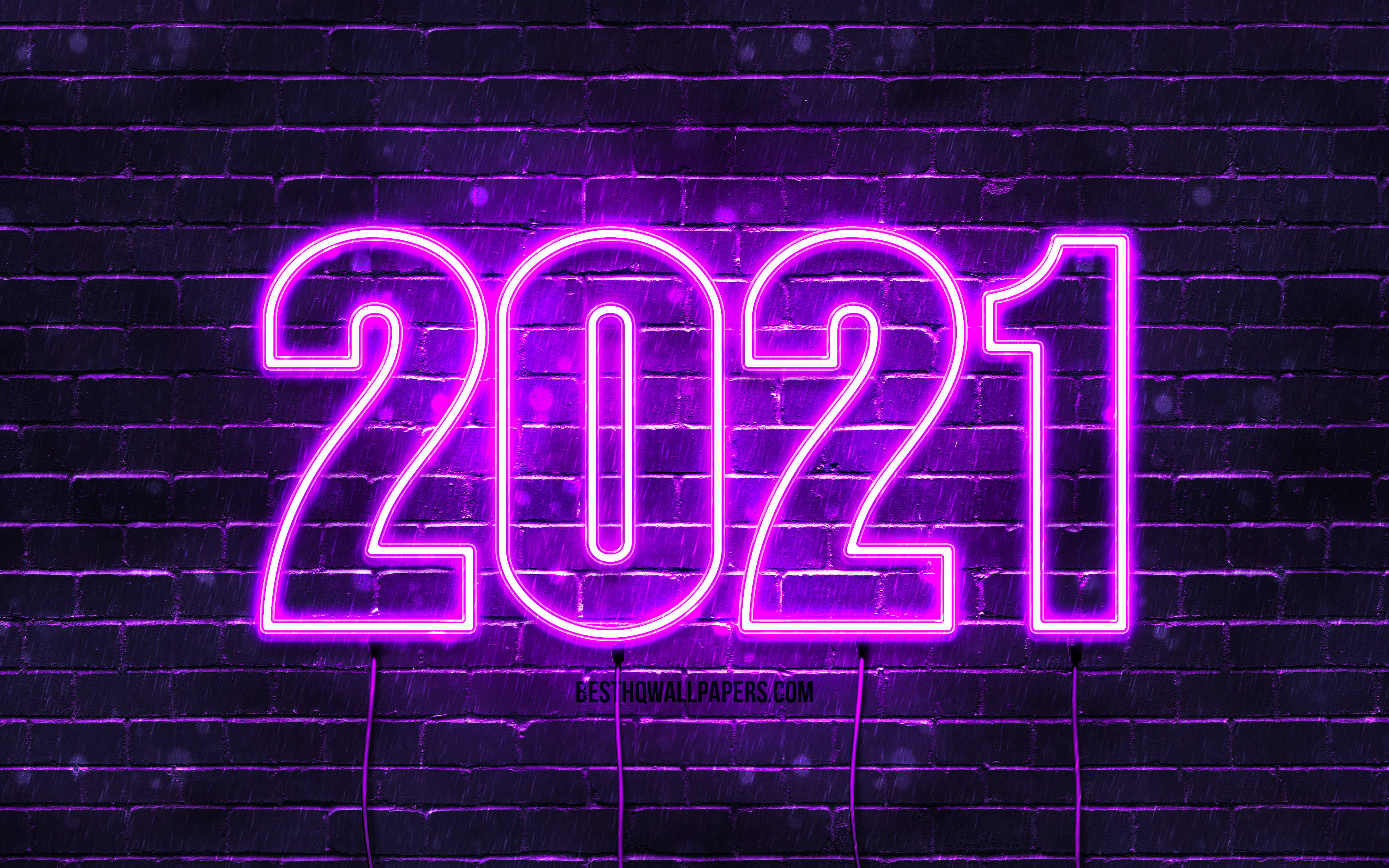 Νέον Μωβ Ευχές για Καλή Χρονιά 2021 Ταπετσαρία