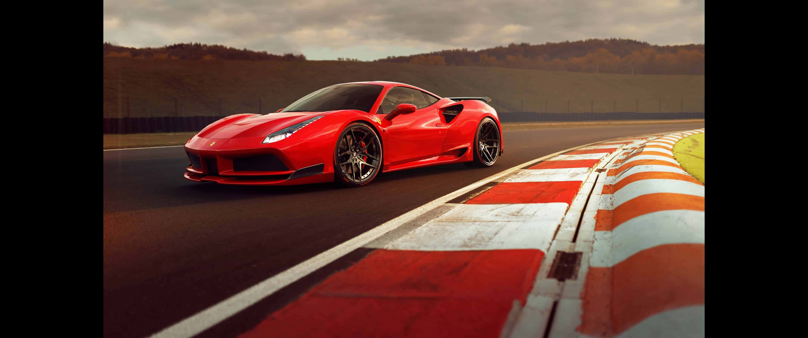 3440x1440p Ferrari Φόντο Κόκκινες Λευκές Γραμμές Ταπετσαρία