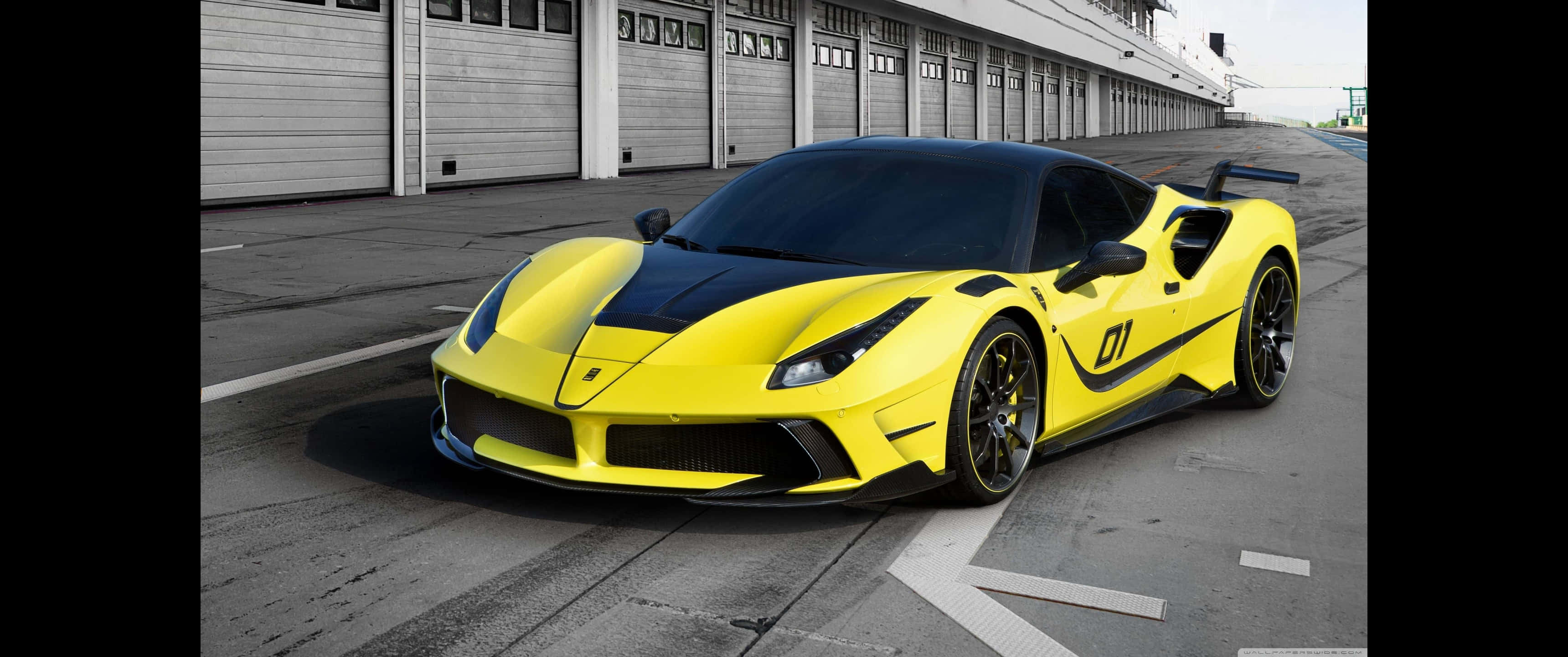 3440x1440p Φόντο Ferrari Μαύρη Ασπίδα Ταπετσαρία