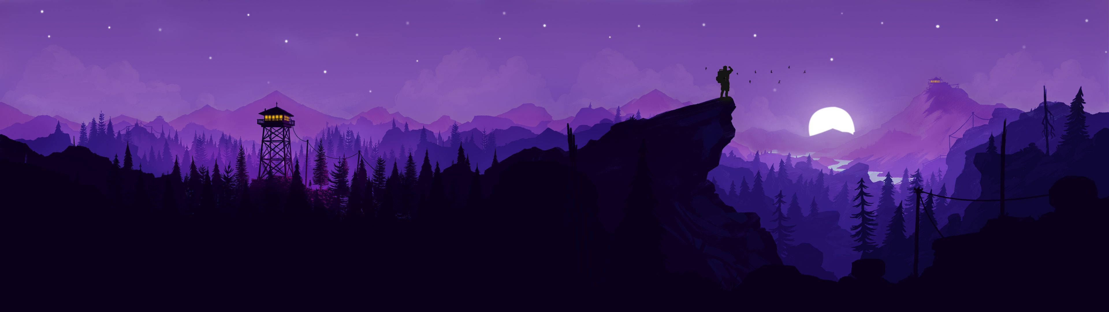 3840x1080 4K Μωβ Βουνά Ταπετσαρία