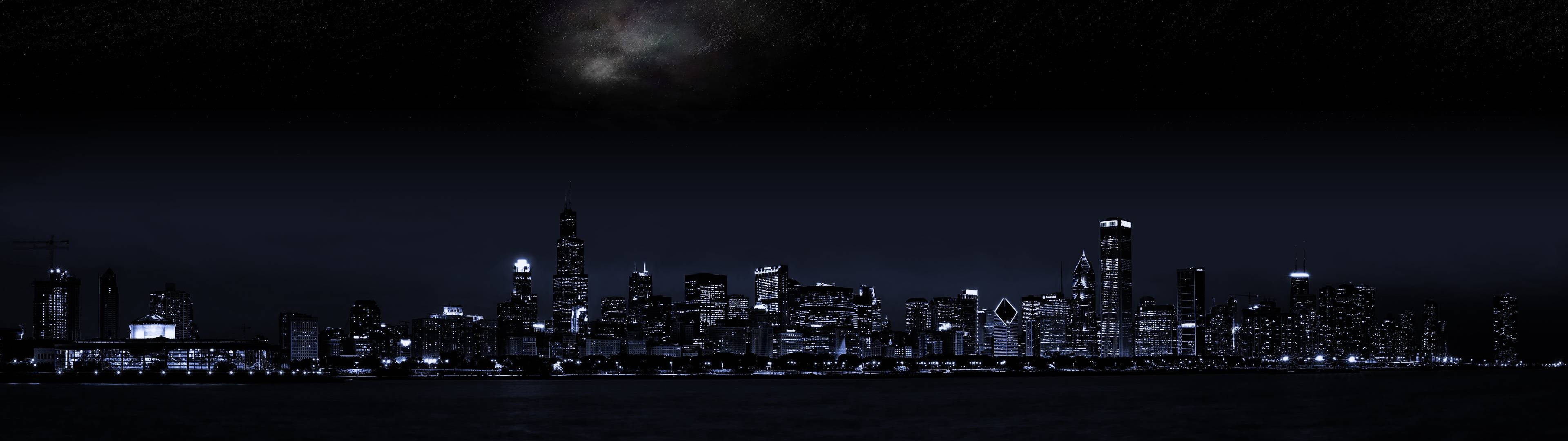 3840x1080 HD Νυχτερινό Τοπίο Διπλής Οθόνης Ταπετσαρία