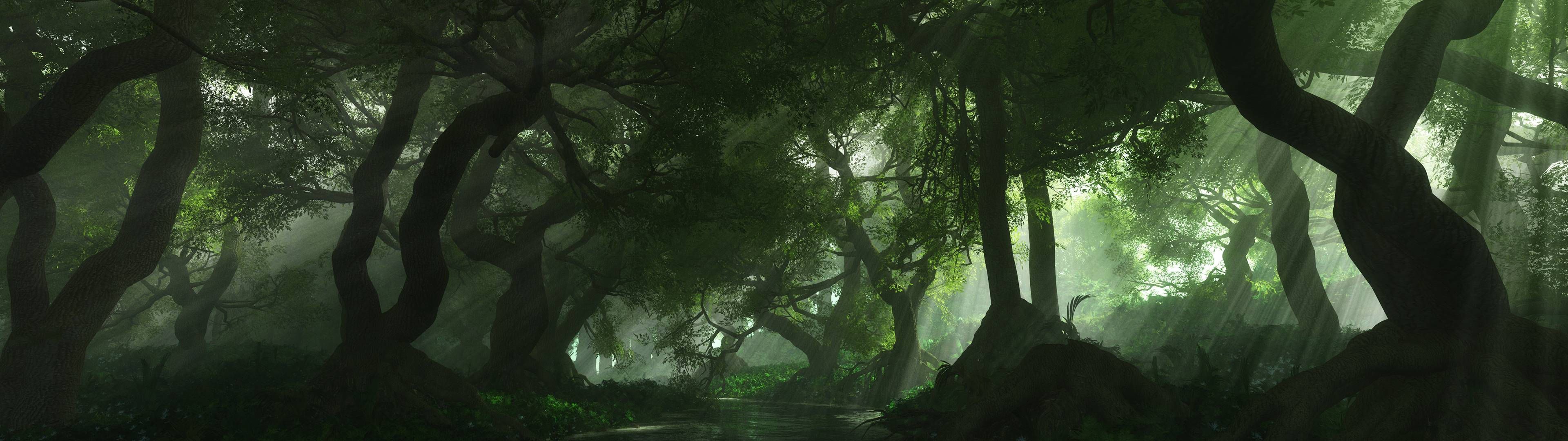 Δάσος 3840x1080 HD για Διπλή Οθόνη Ταπετσαρία
