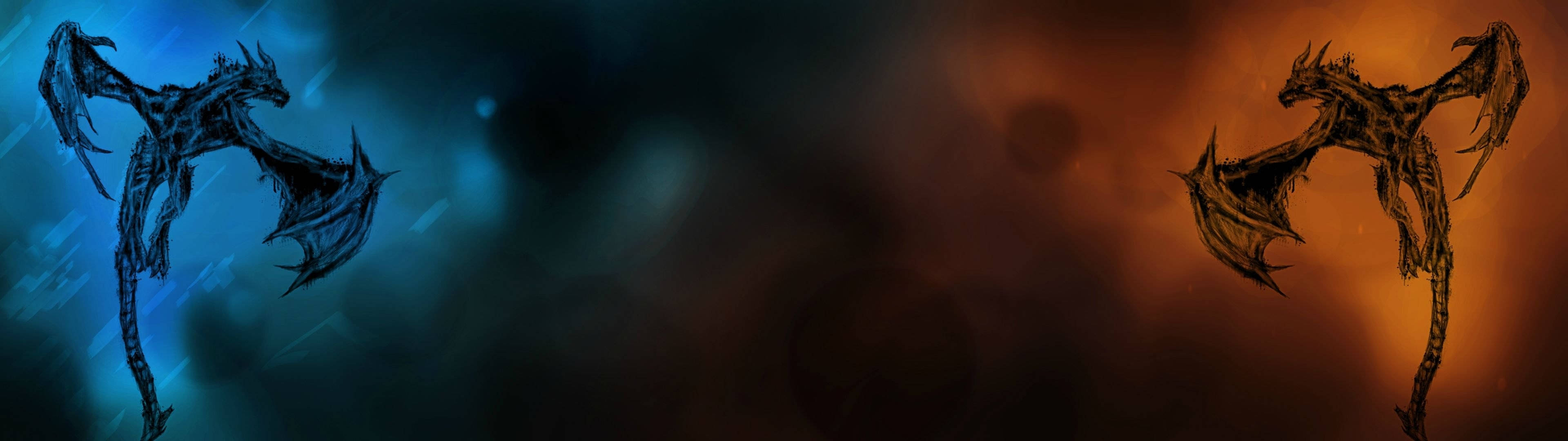 3840x1080 HD Δύο Οθόνες Δράκοι Ταπετσαρία