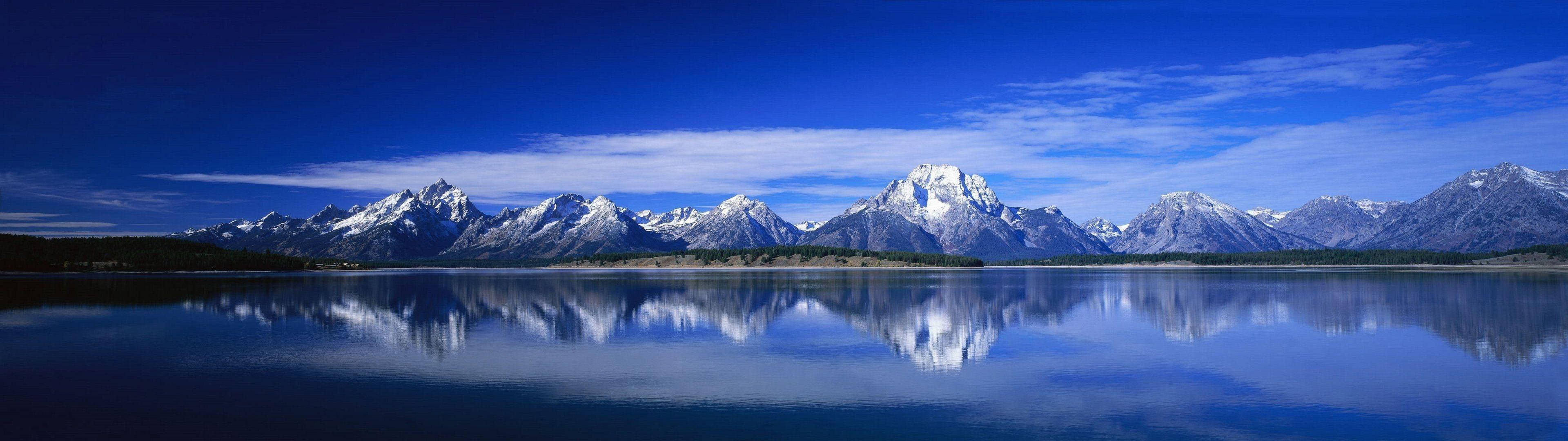 3840x1080 HD Διπλή Οθόνη Βουνό Λίμνη Ταπετσαρία