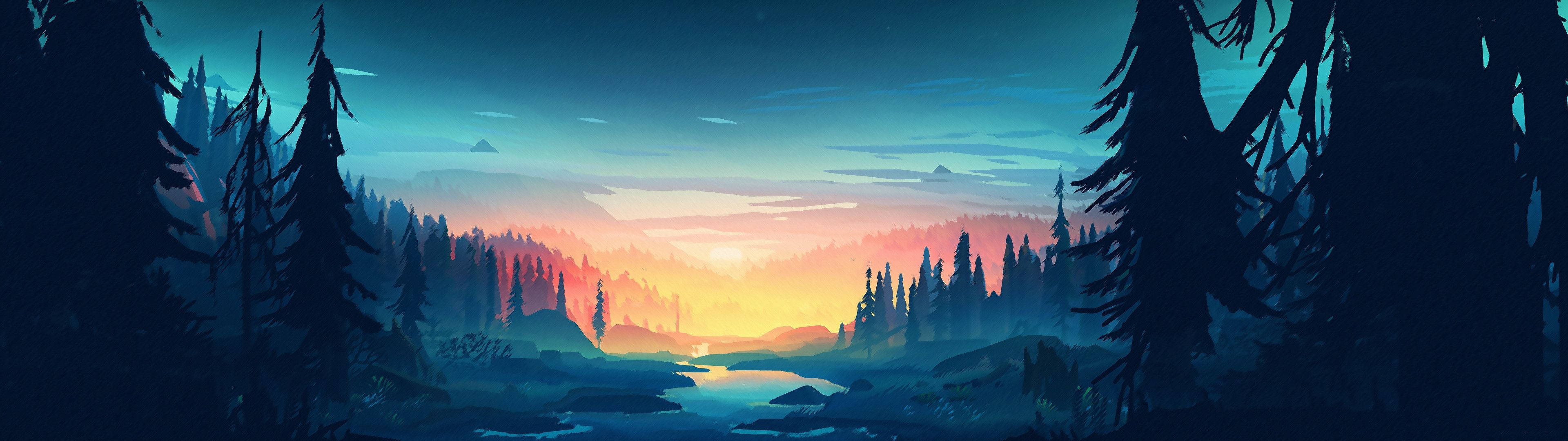 3840x1080 HD Διπλή Οθόνη Τέχνη Φύσης — Δύο οθόνες GIF Ταπετσαρία