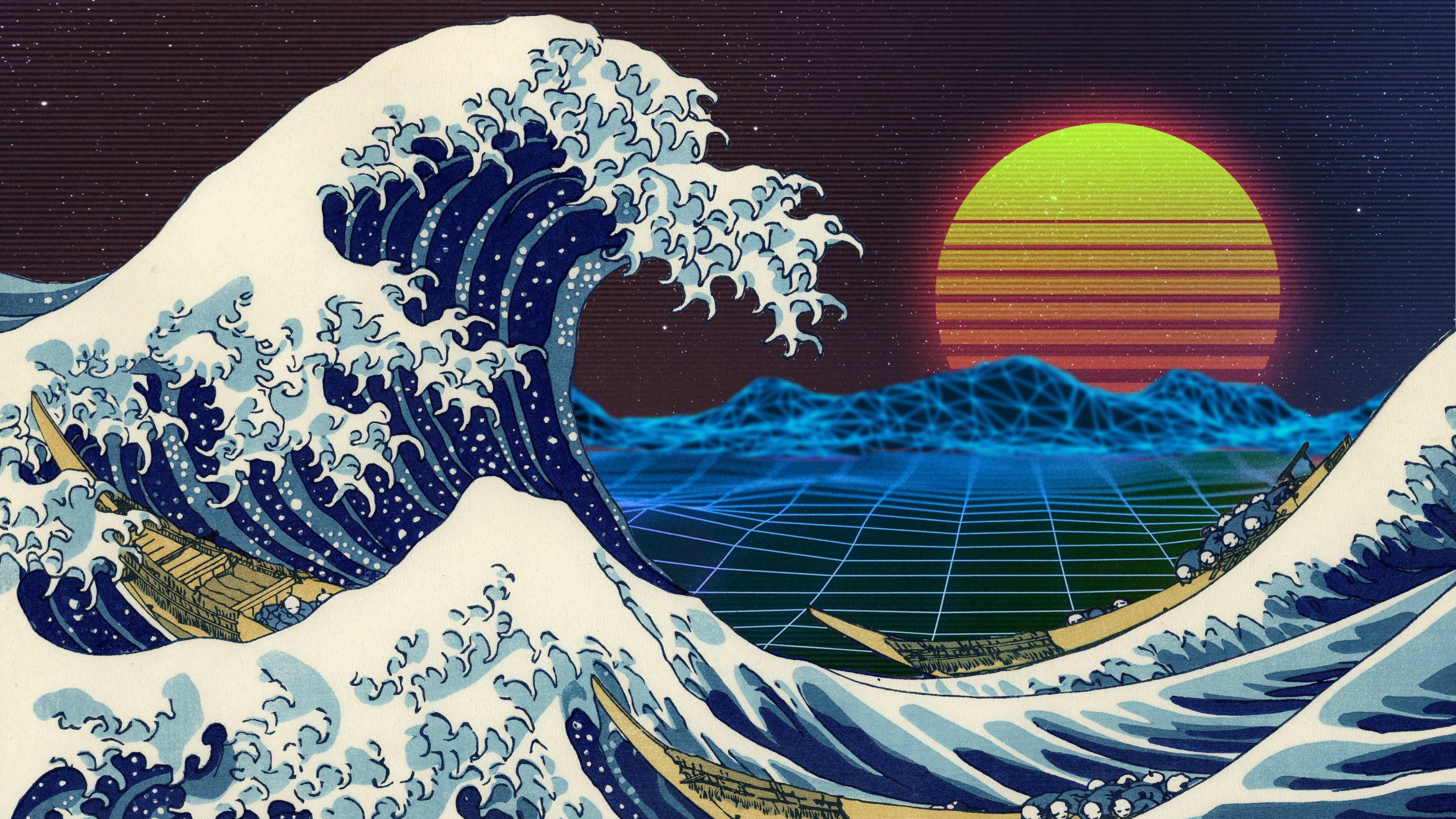 Οθόνη 3840x2160 Retro Μεγάλο Κύμα Ταπετσαρία