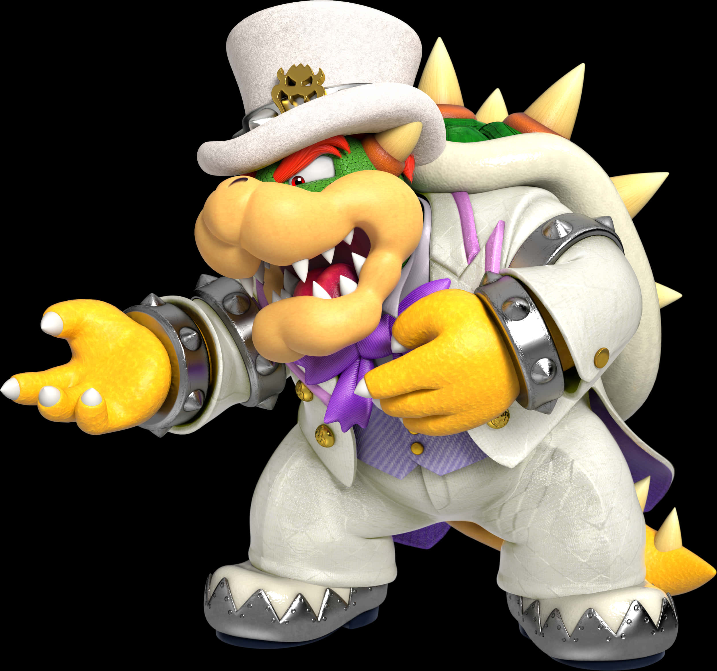 3D Απόδοση Bowser με Λευκό Κοστούμι Ταπετσαρία