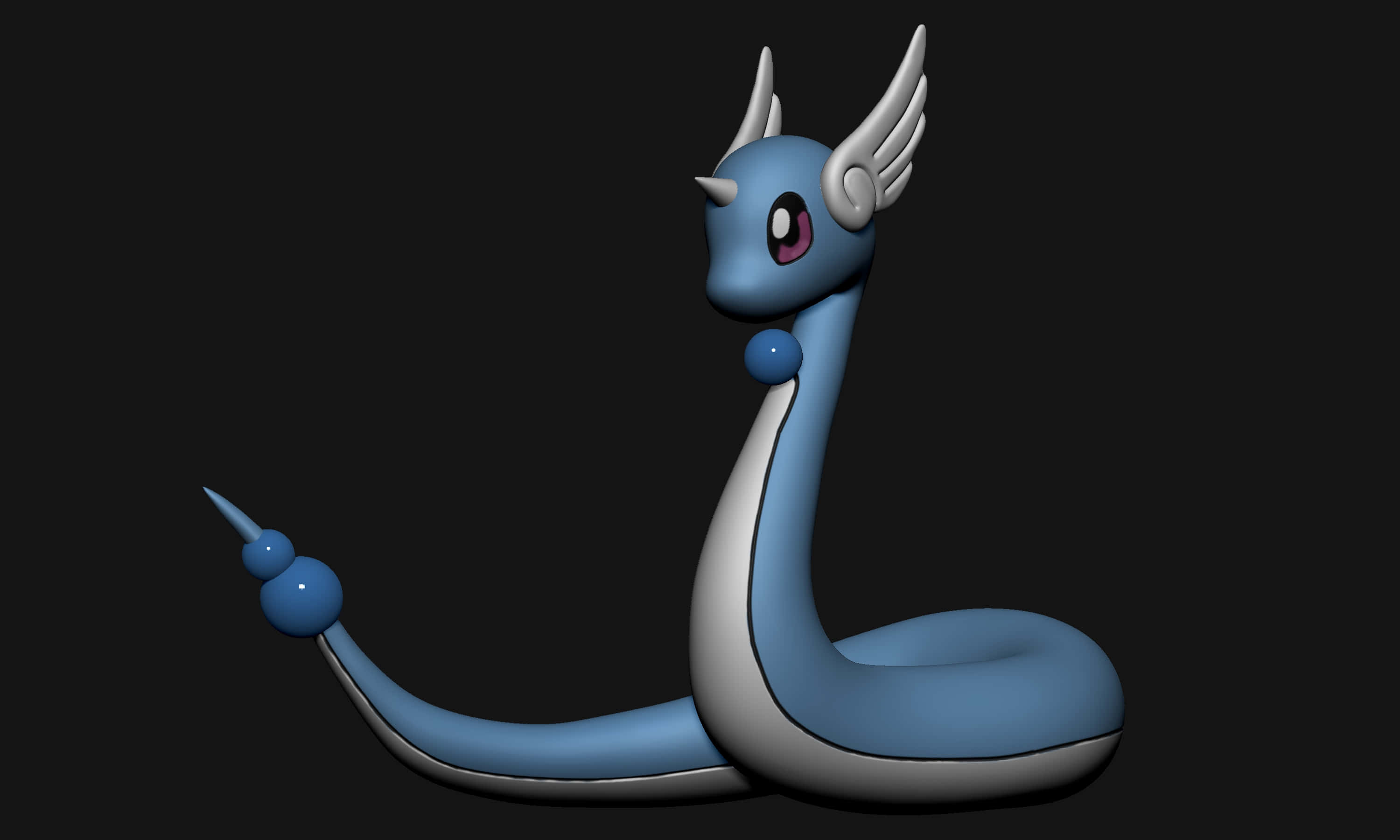 3D Dragonair Pokemon σε μαύρο φόντο Ταπετσαρία