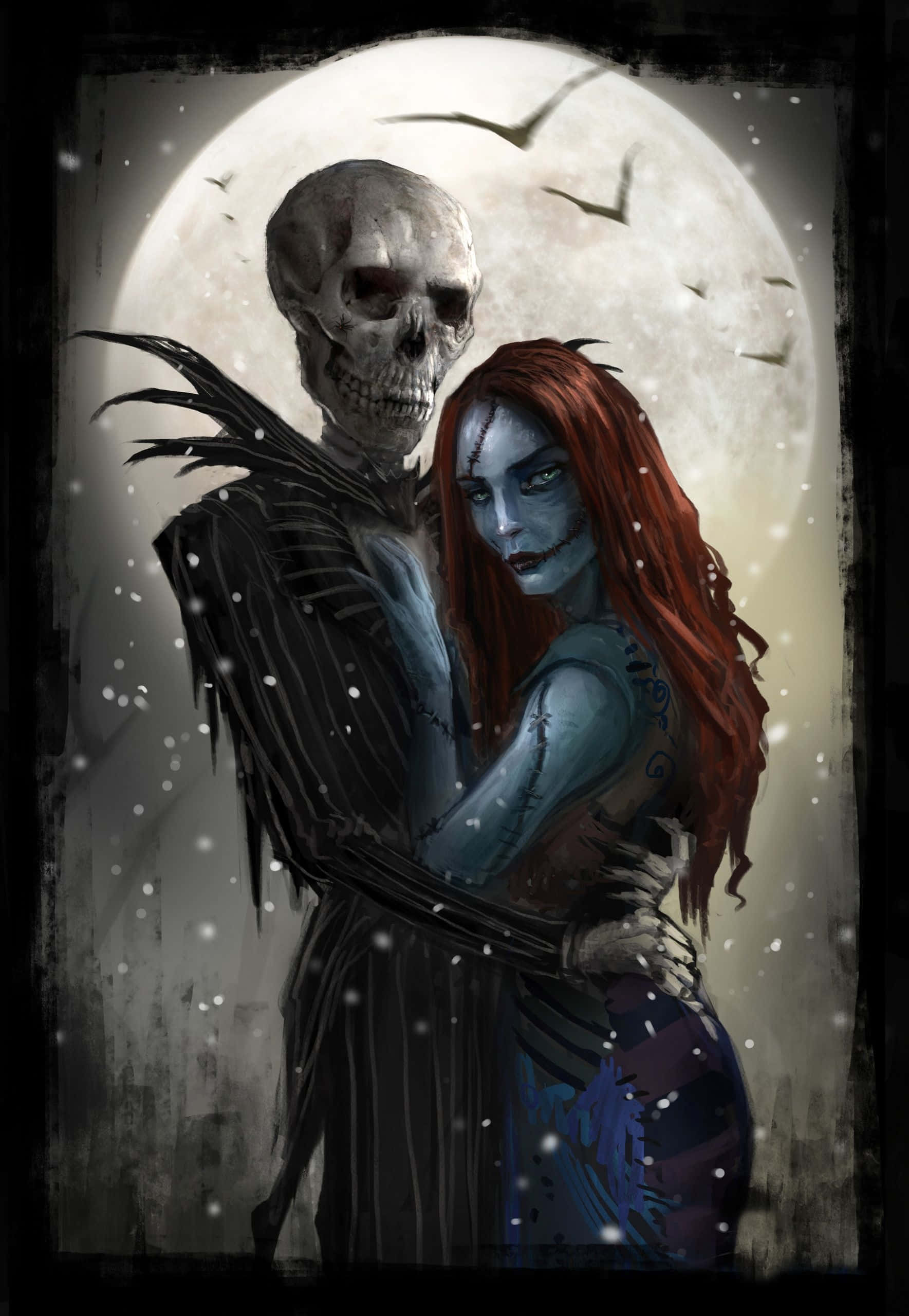 3D Sally και Jack Nightmare Before Christmas Ταπετσαρία