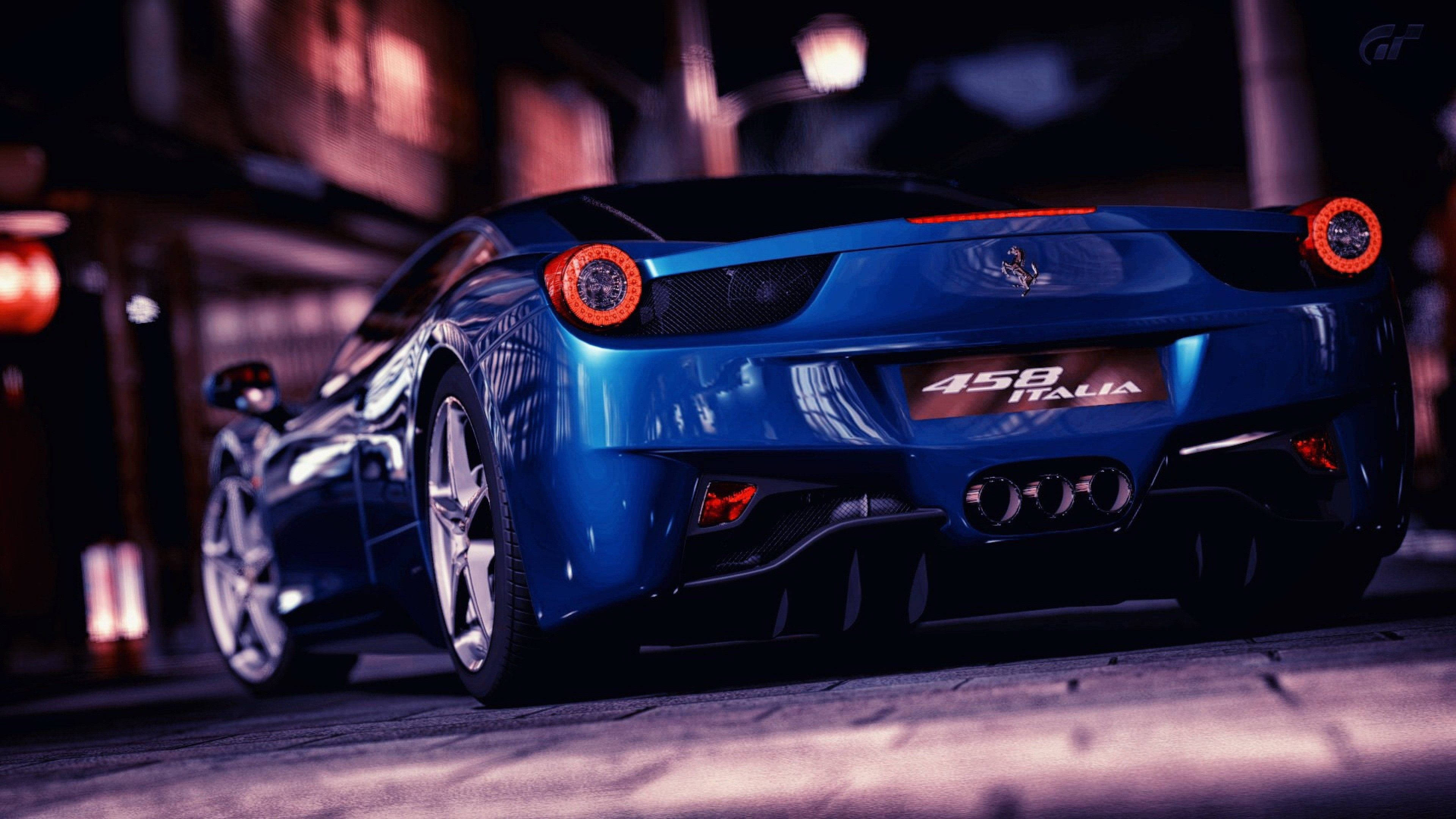 Μπλε 4K 458 Italia Ferrari αυτοκίνητο Ταπετσαρία