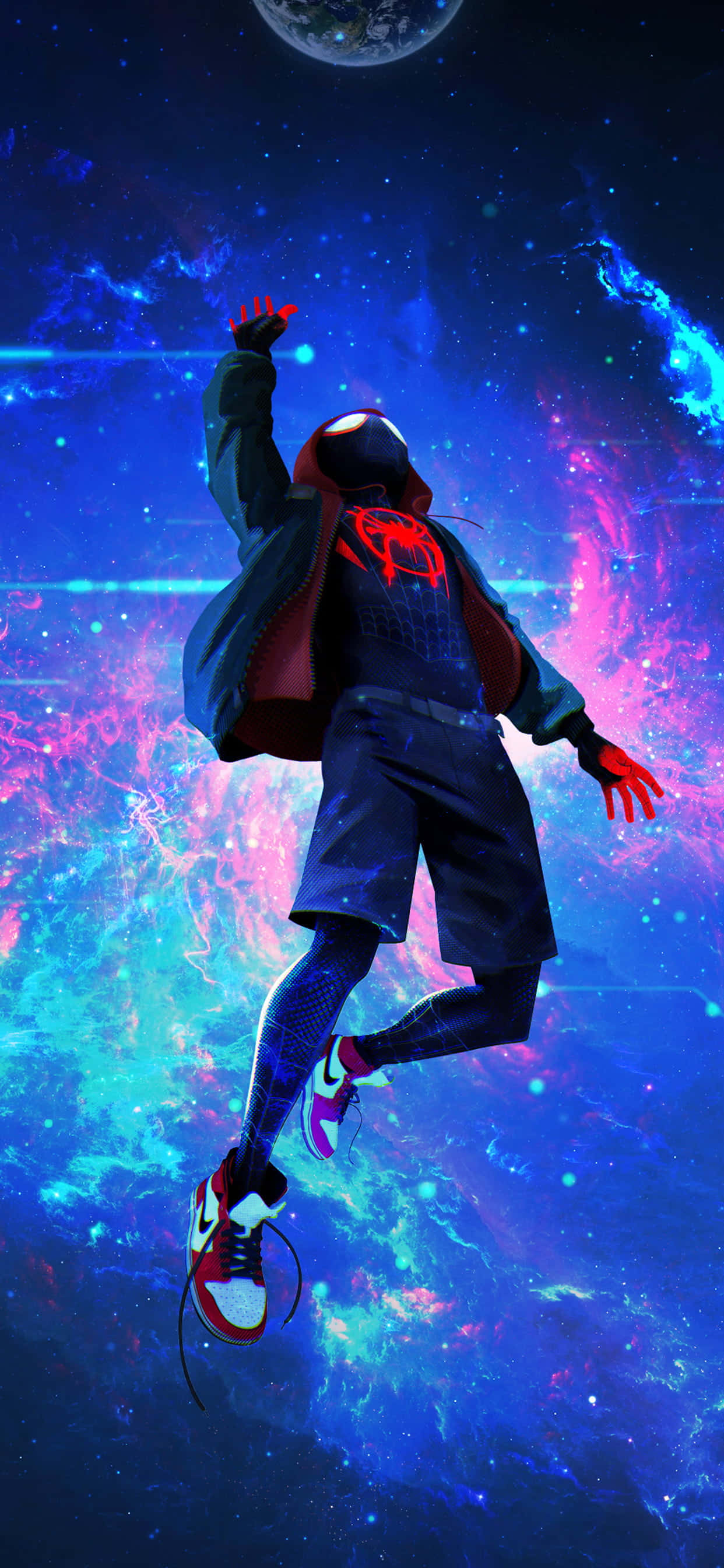 4K AMOLED Φόντο Miles Morales Πέφτοντας Στο Spiderverse Ταπετσαρία