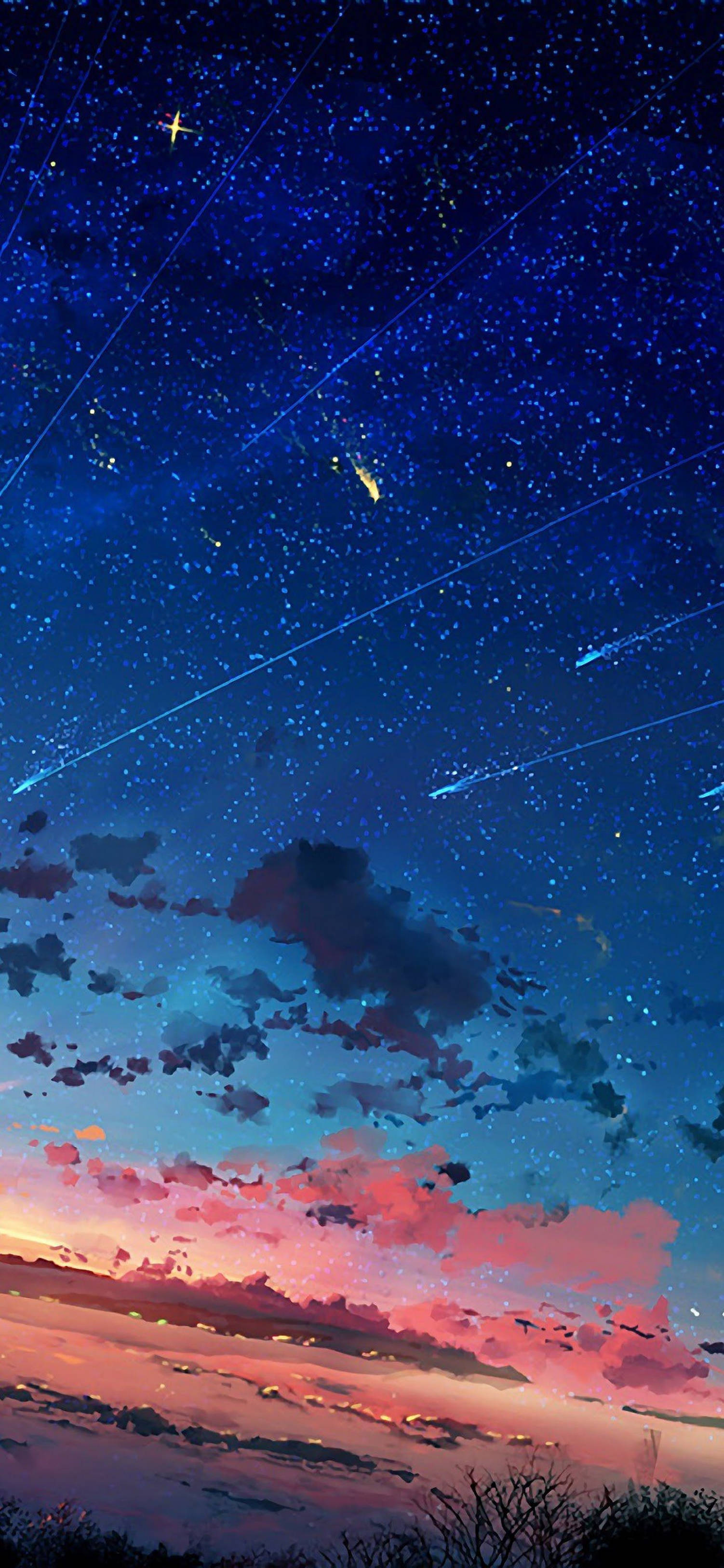4K Anime iPhone Πουλιά Που Πέφτουν και Κομήτης — 4K anime GIF Ταπετσαρία