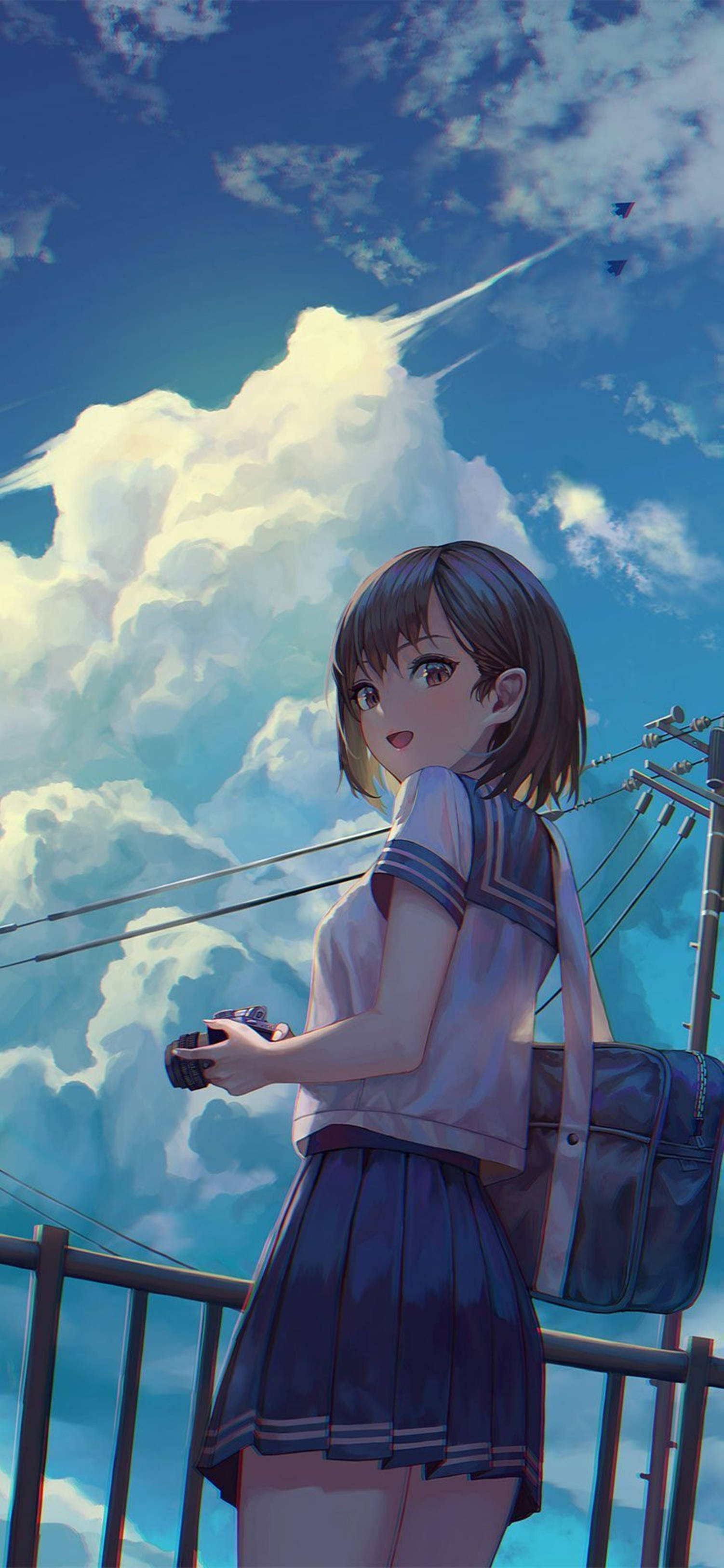 4K Anime IPhone Χαριτωμένη Μαθήτρια — 4K anime GIF Ταπετσαρία
