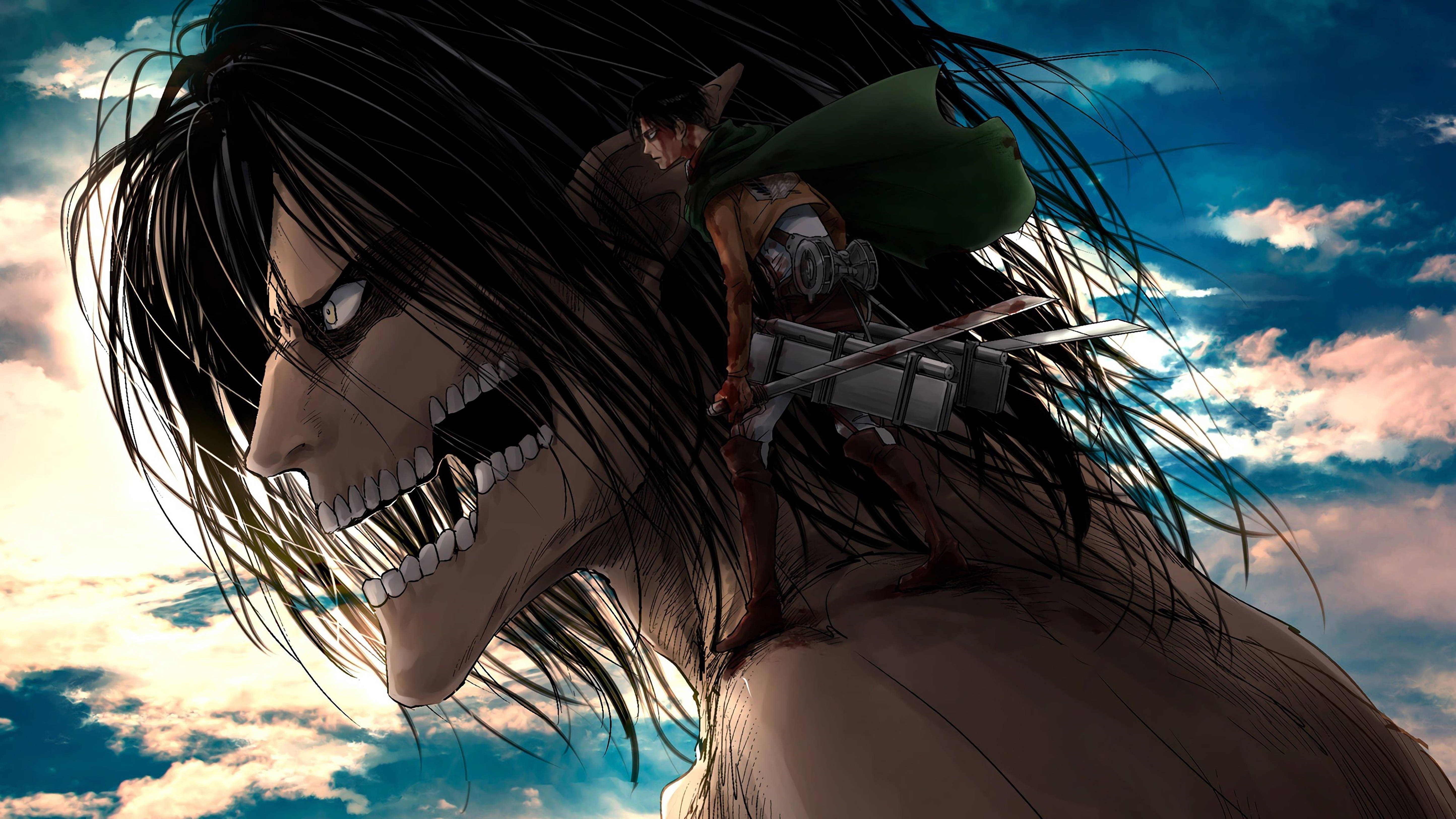 4K Attack on Titan - Eren Yeager Πάνω σε Τιτάνα Ταπετσαρία