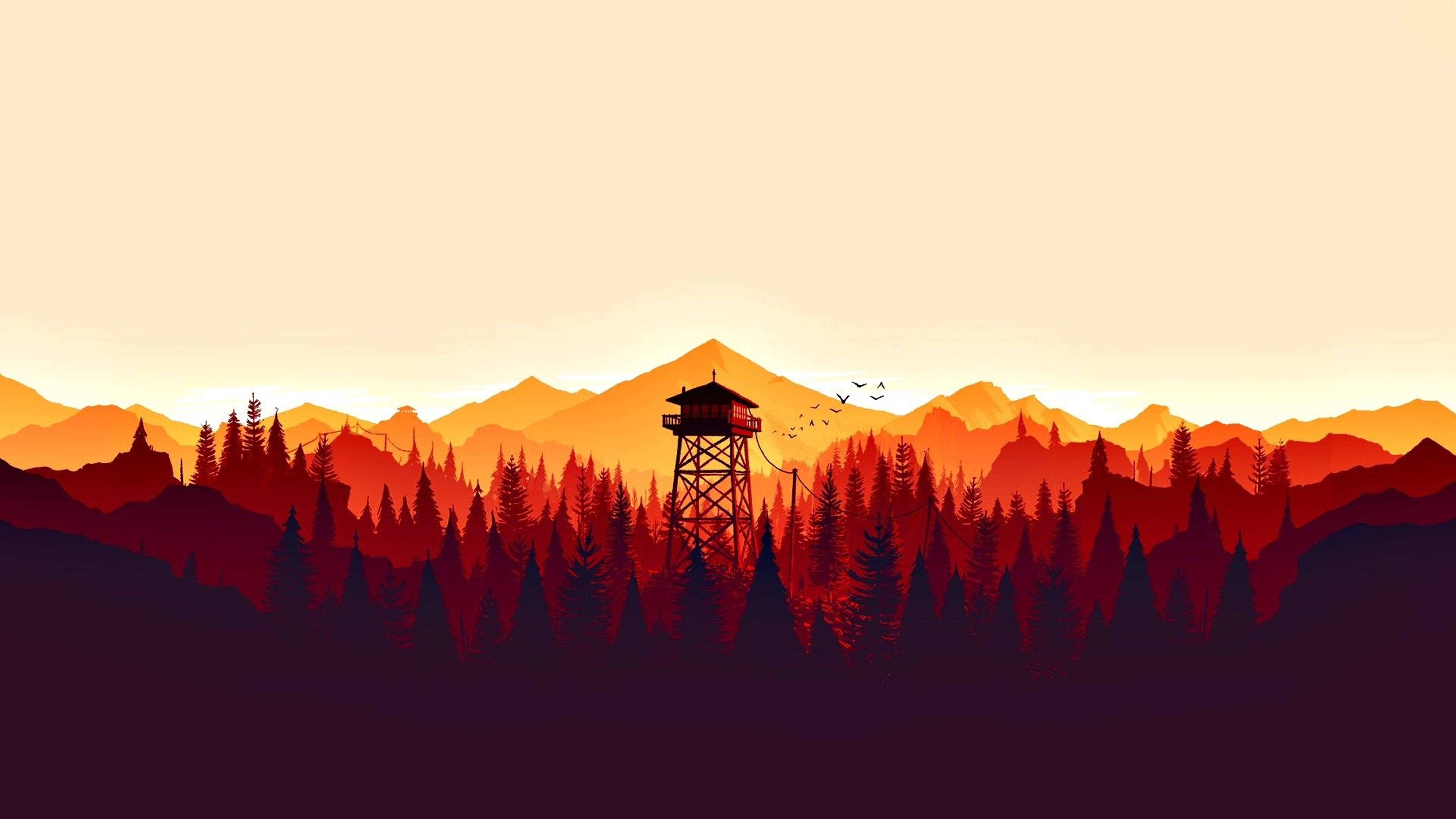 4K Firewatch Ζωντανά Πορτοκαλί Βουνά Ταπετσαρία