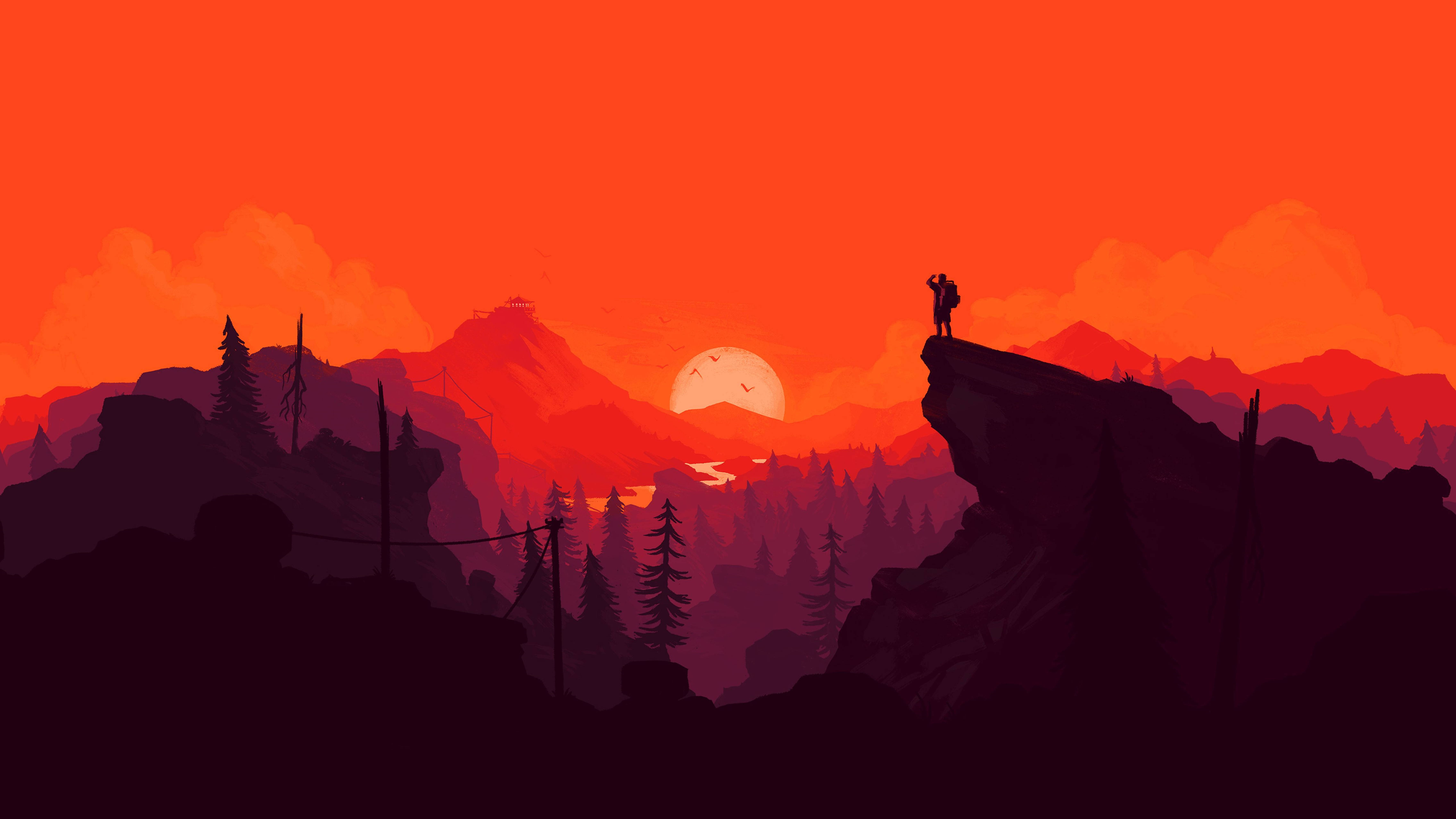 4K Firewatch Πεζοπόρος Στα Κόκκινα Βουνά Ταπετσαρία