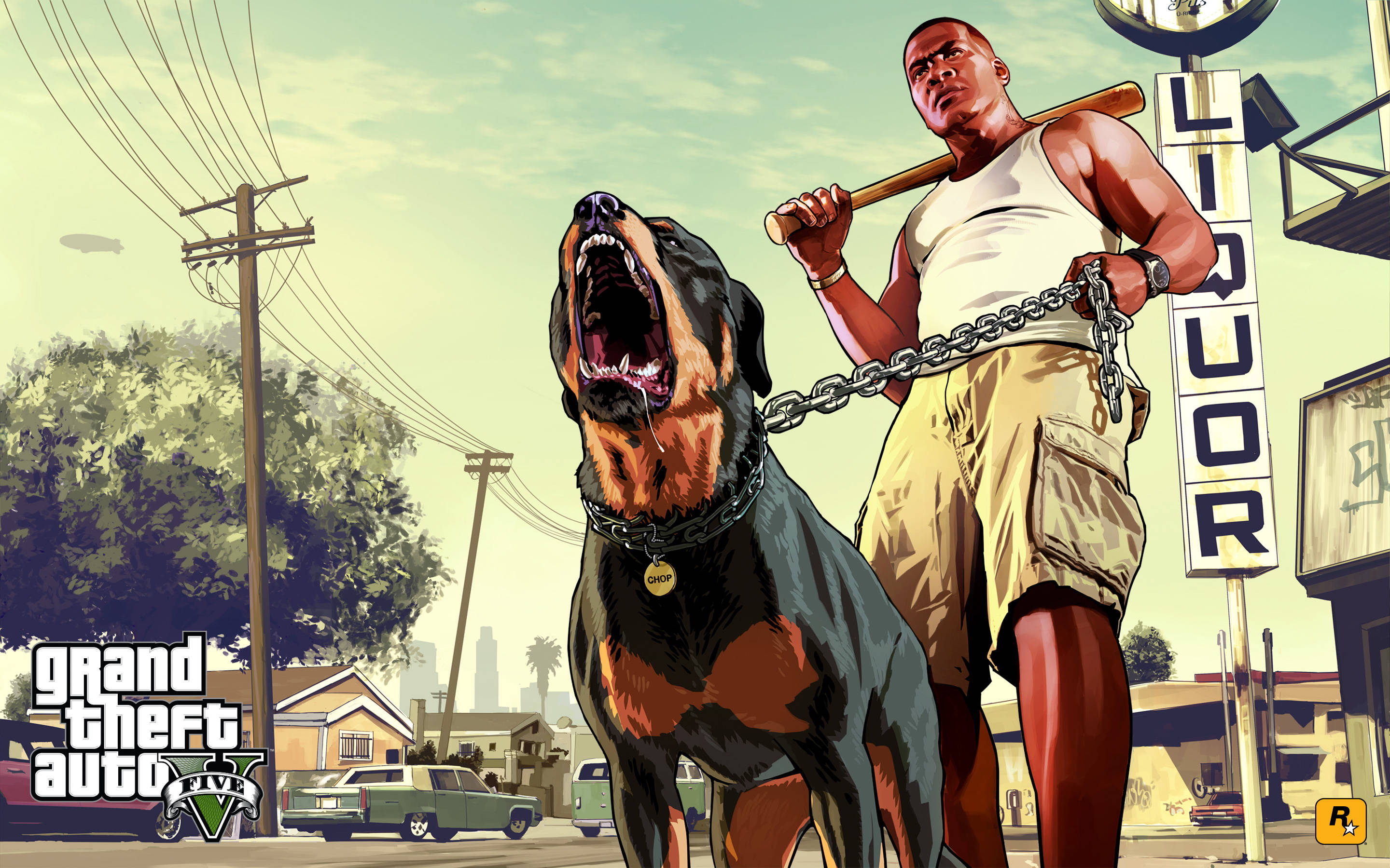 4K GTA 5 Franklin Κρατάει τον Chop Ταπετσαρία