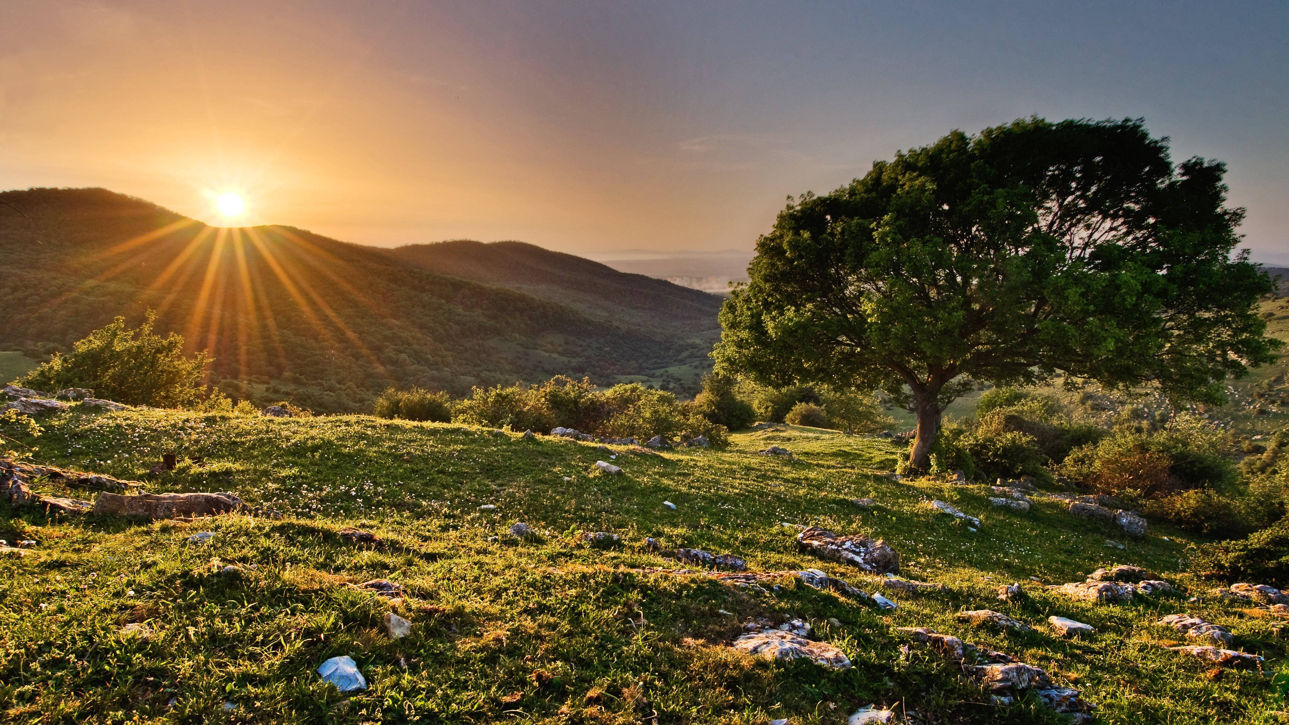4K Φύση Ηλιοβασίλεμα Σε Λόφο Ταπετσαρία