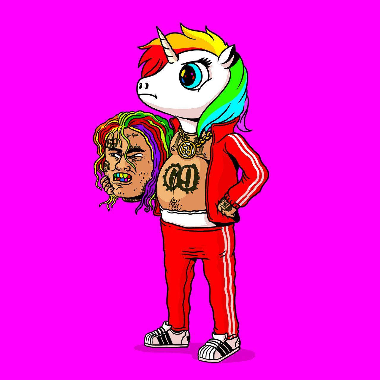 6ix9ine με Ουράνιο Τόξο Μονόκερο Ταπετσαρία
