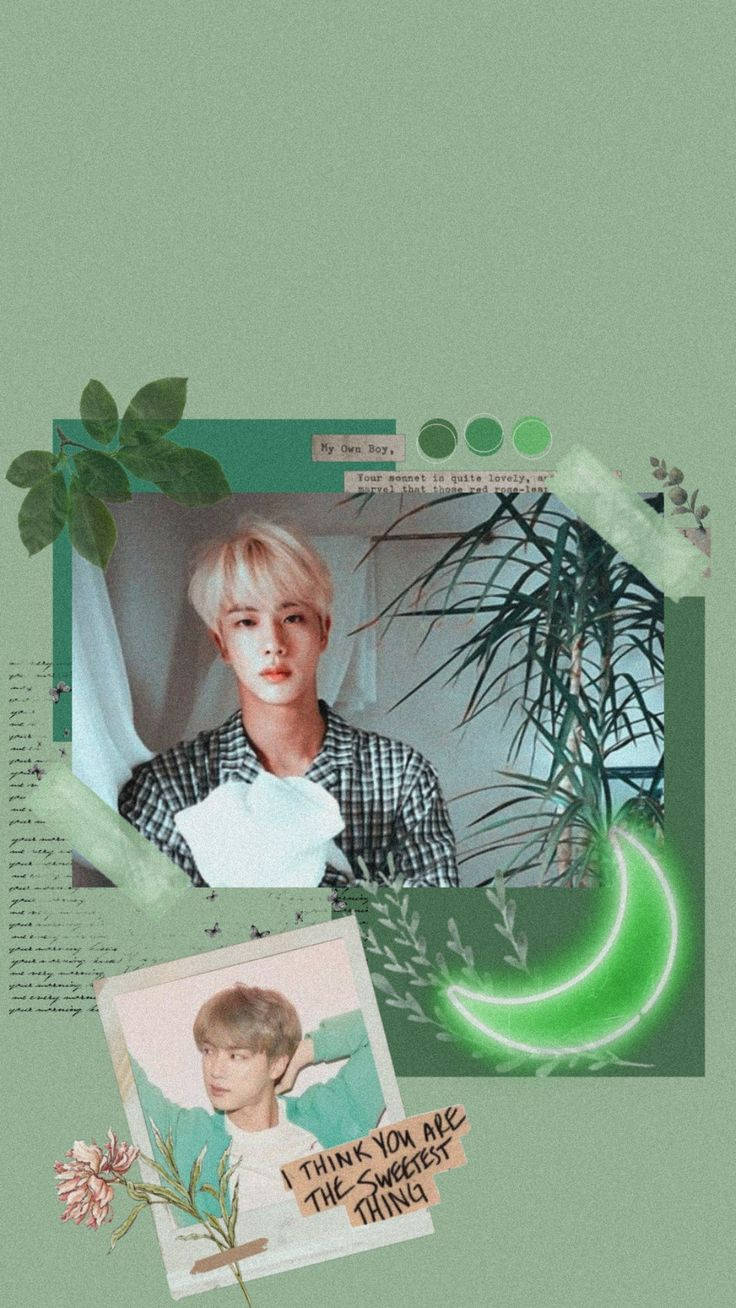 Πράσινο Aesthetic BTS Jin Ταπετσαρία