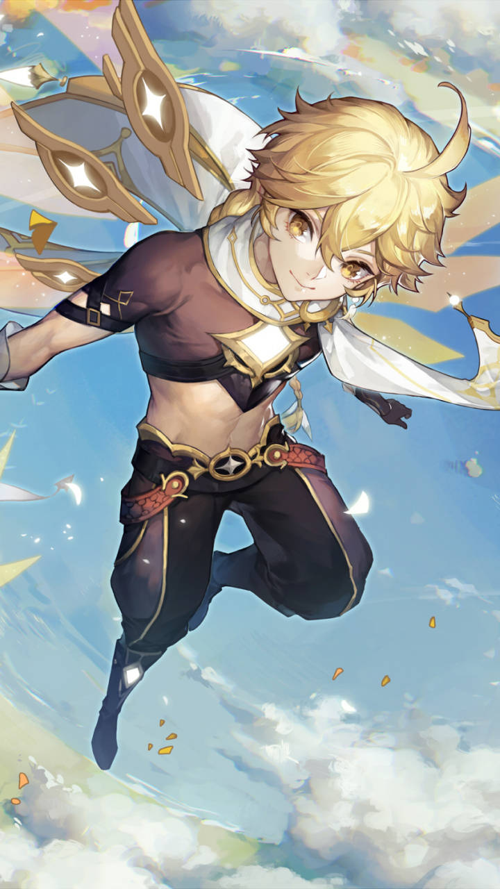 Aether πετάει Genshin Impact Κινητό Ταπετσαρία