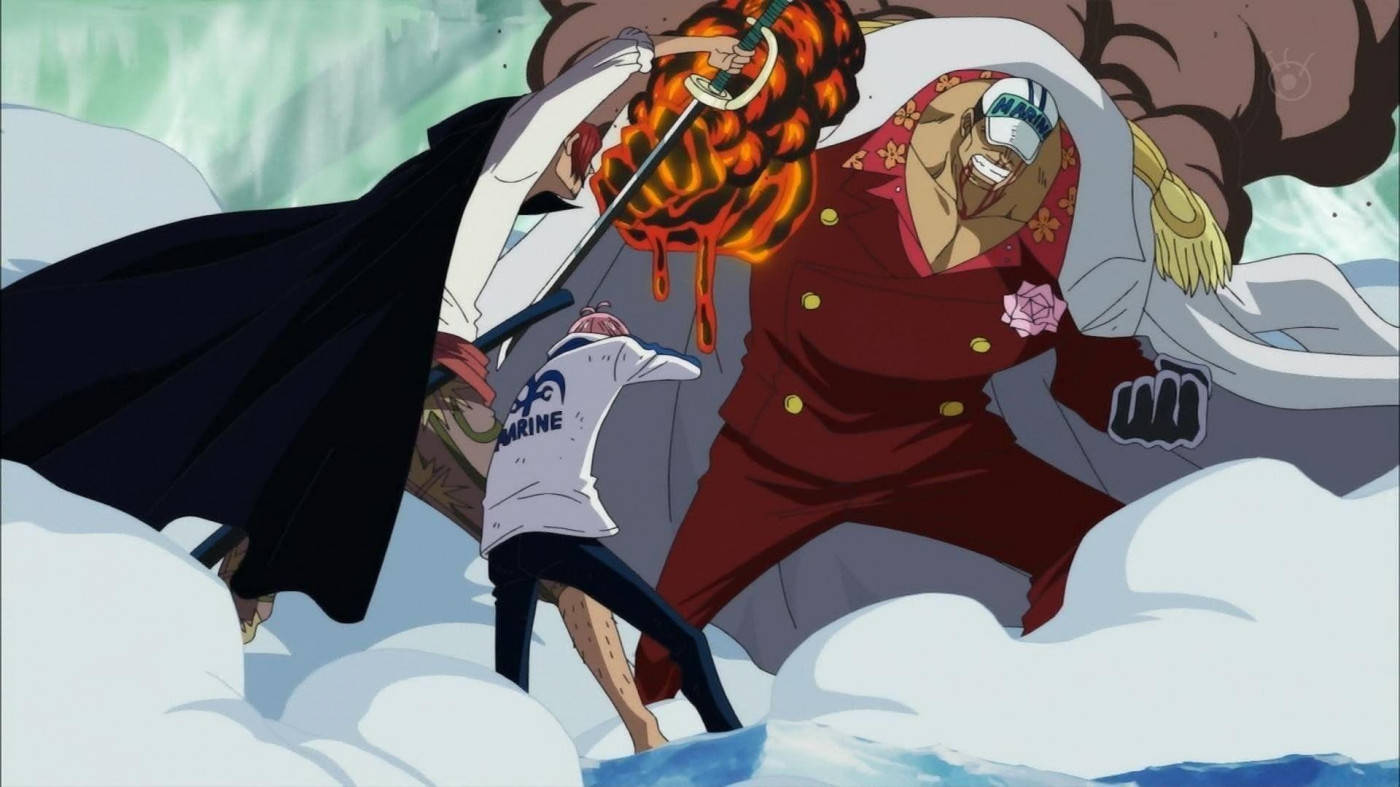 Ο Akainu πολεμά τον Shanks One Piece Ταπετσαρία