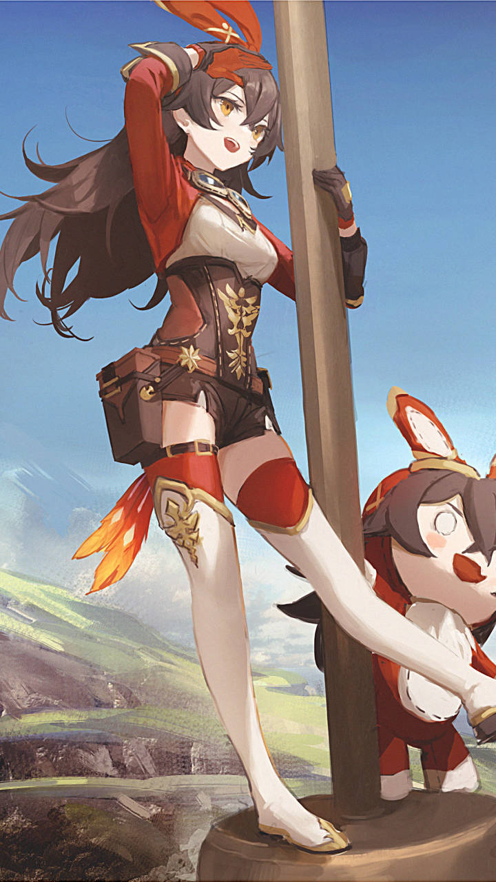 Amber και Bunny Genshin Impact Τηλέφωνο Ταπετσαρία