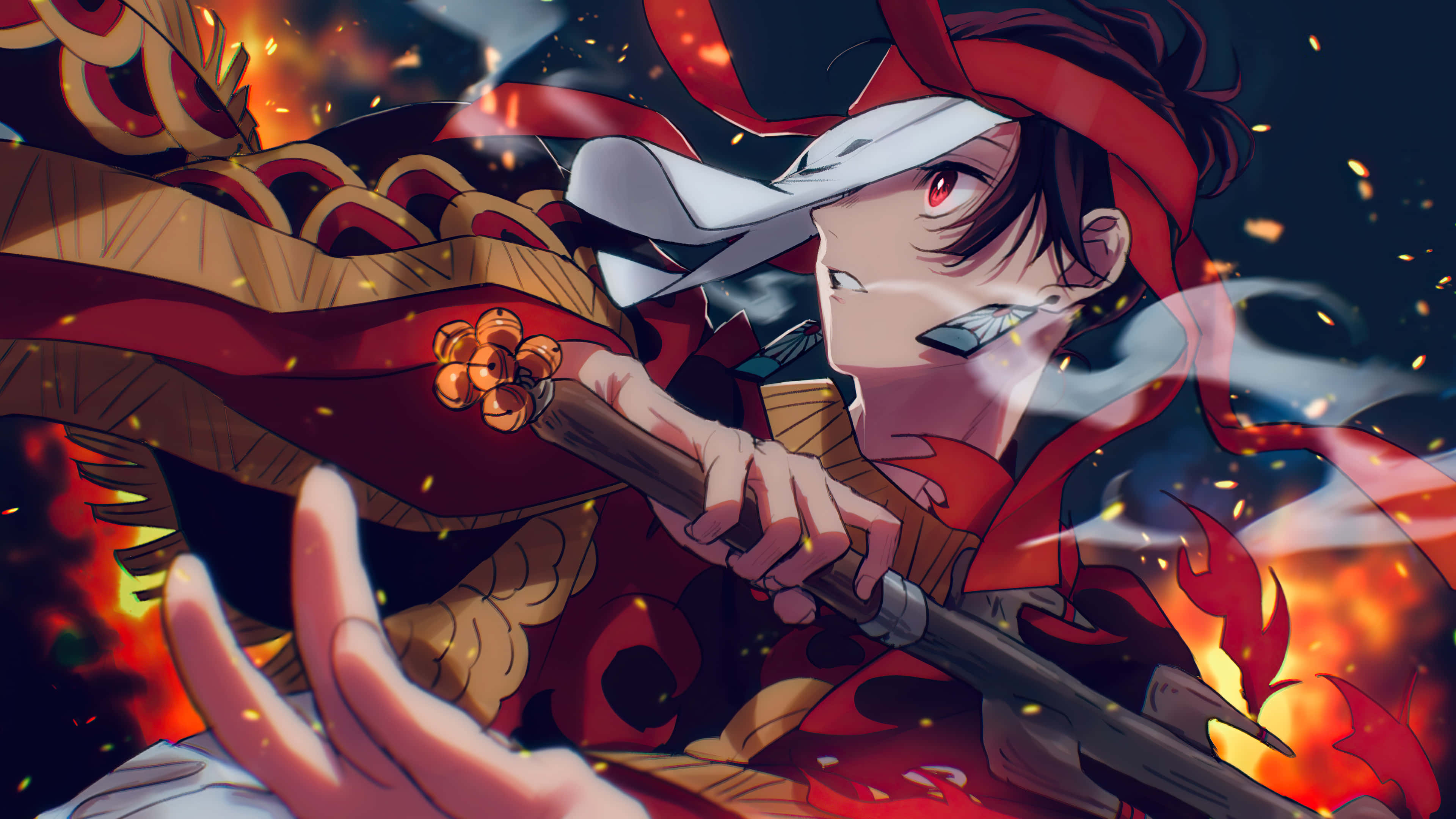 ένας χαρακτήρας με στολή anime που κρατά ένα σπαθί Ταπετσαρία