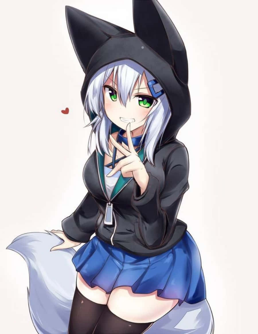 Κορίτσι anime φορώντας ένα ζεστό φούτερ για επιπλέον ζεστασιά Ταπετσαρία
