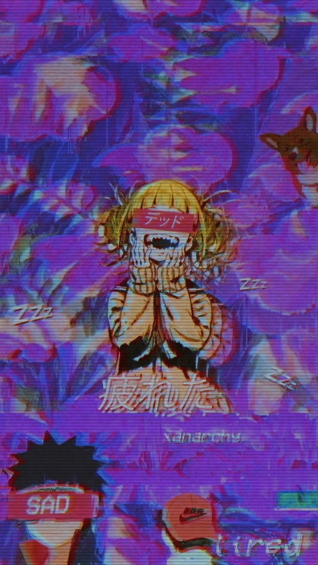 Τρίπικο Αισθητικό Anime σε Μωβ Ταπετσαρία