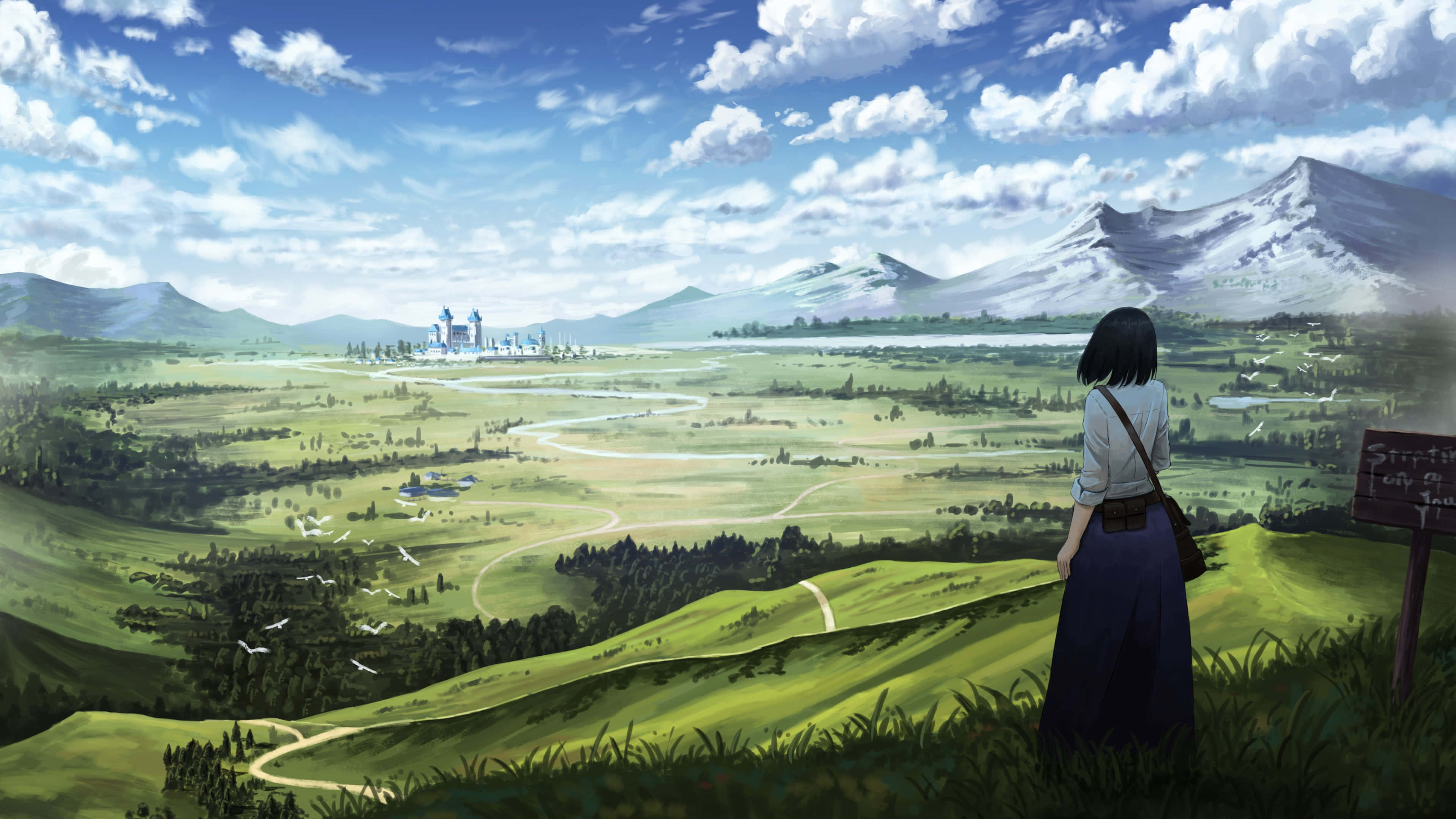 Μια μαγευτική εικόνα Anime 4K ενός φουτουριστικού αστικού τοπίου Ταπετσαρία