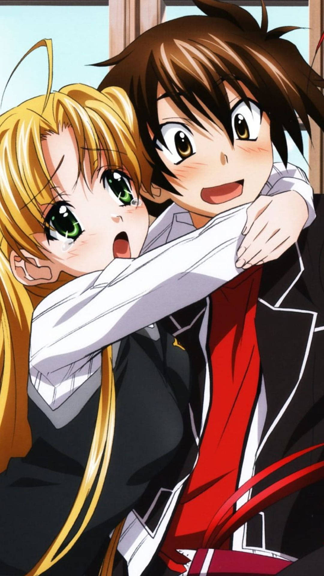 Αγκαλιά μαθήτριας anime Ταπετσαρία