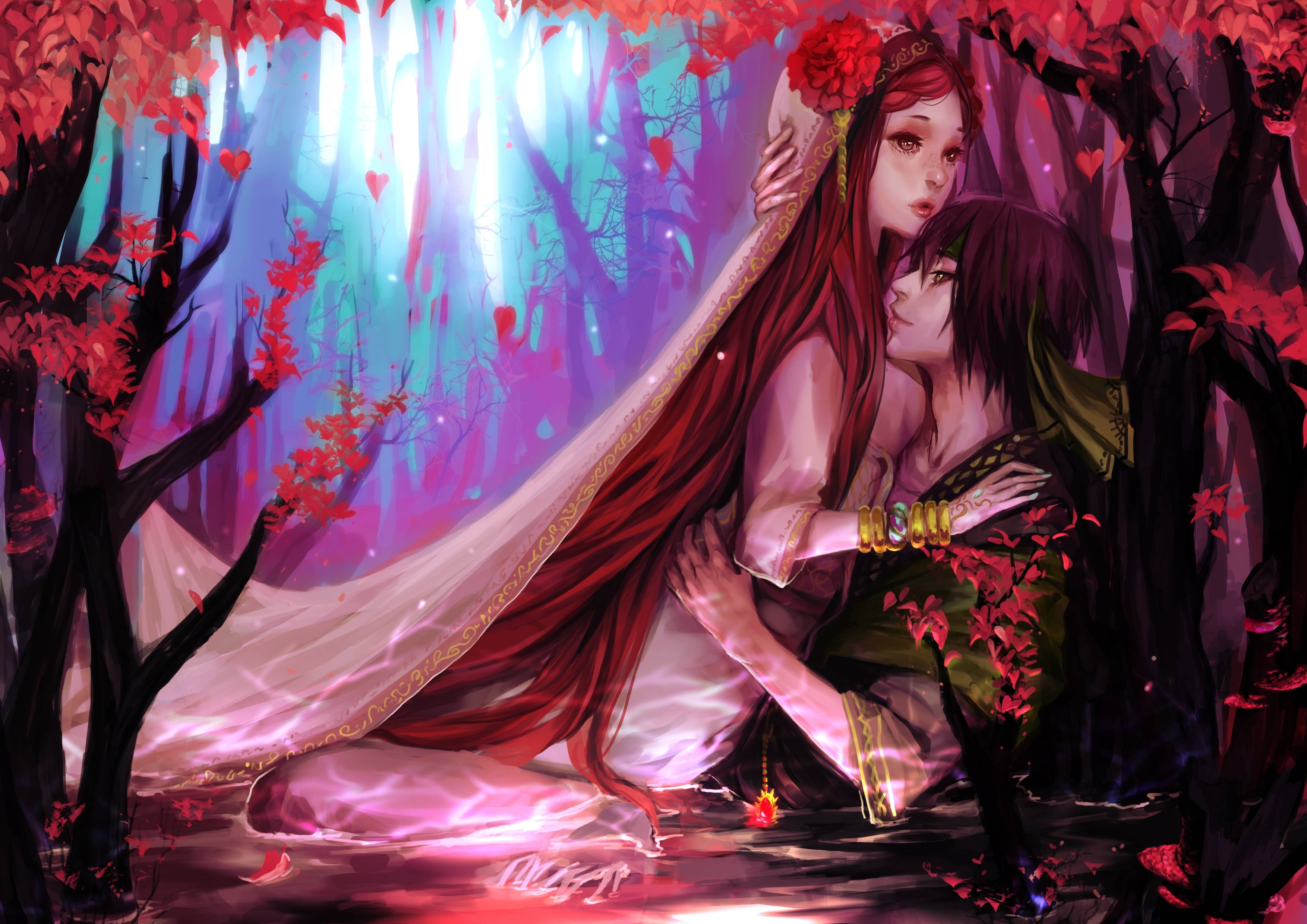 Αγκαλιά Anime με Νυφικό Ταπετσαρία