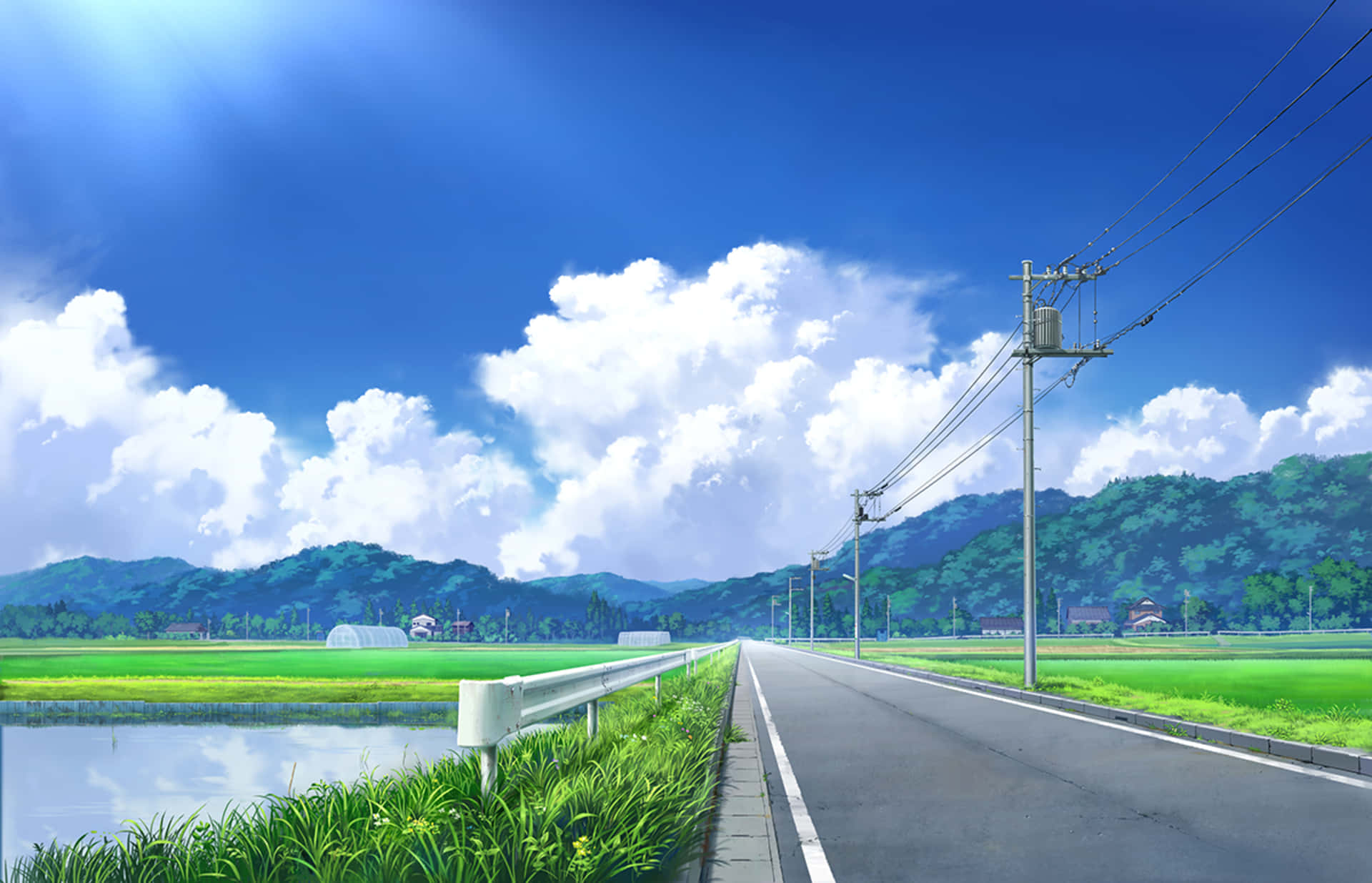 Εξοχικός Δρόμος και Λίμνη Anime Art Ταπετσαρία