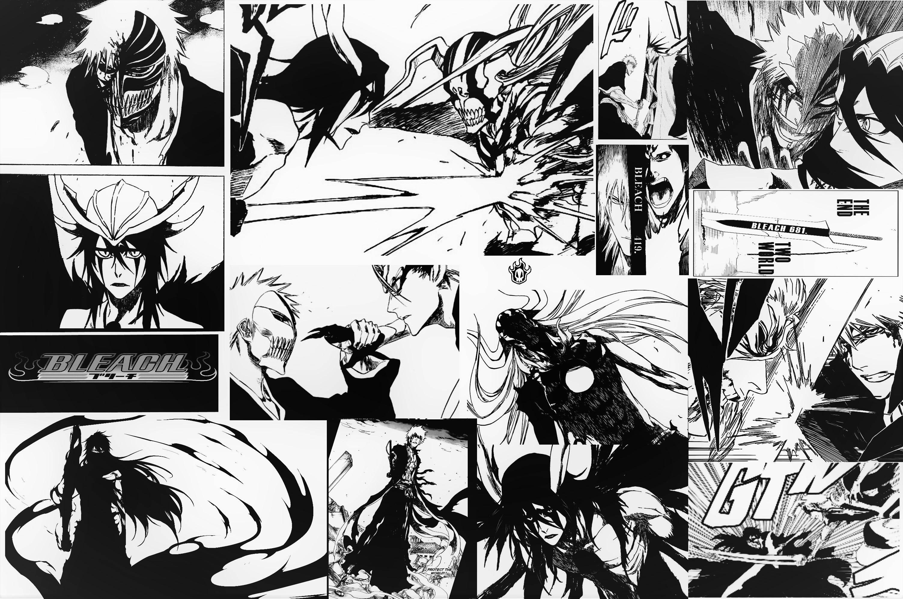 Anime Art Ασπρόμαυρο Bleach Ichigo Manga Ταπετσαρία