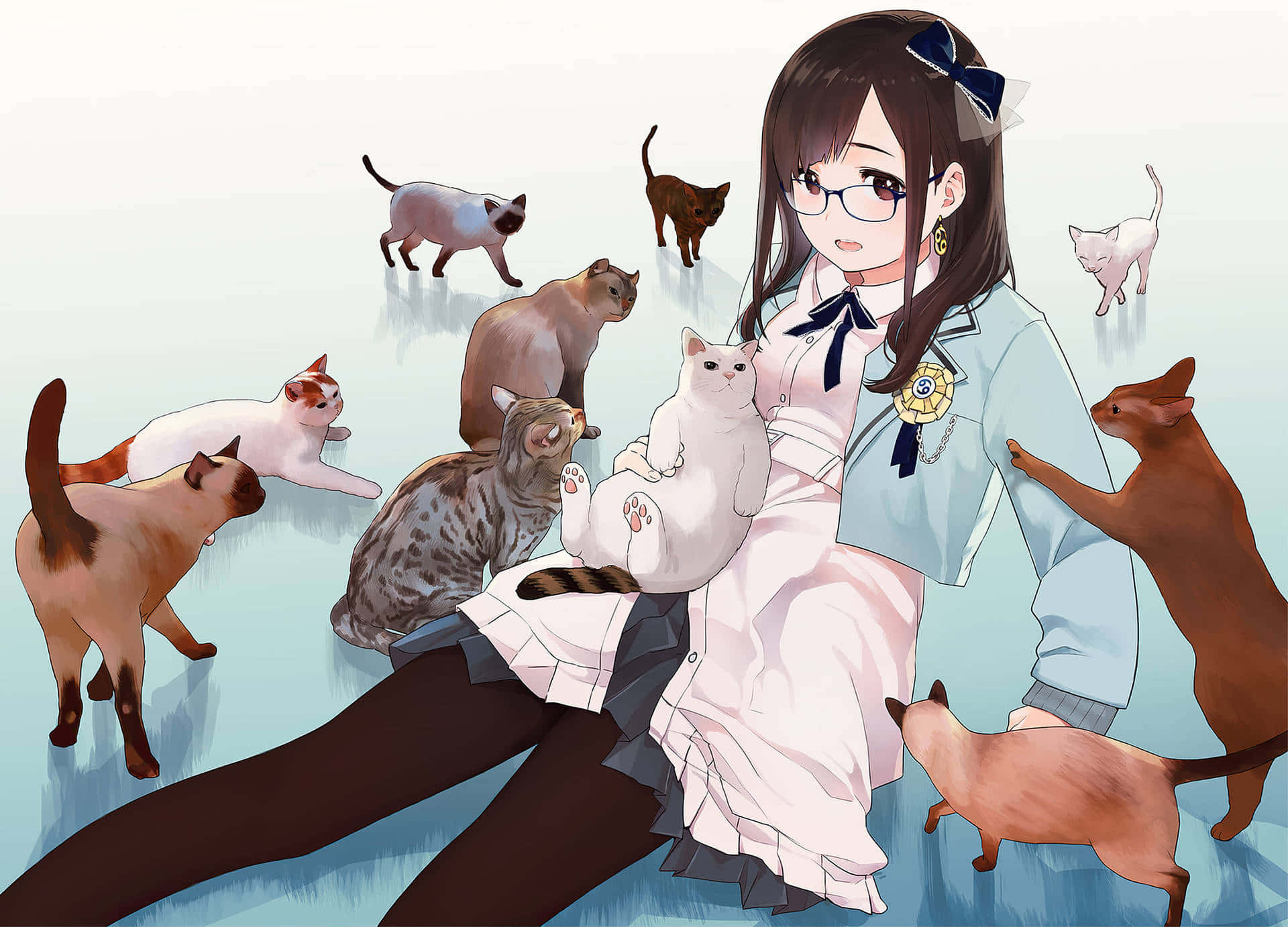 Μια χαριτωμένη γάτα anime απολαμβάνει σοκολάτα Ταπετσαρία