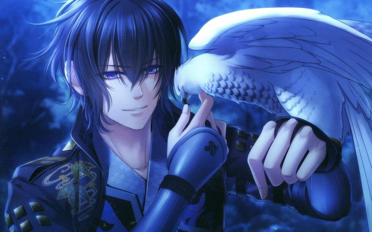 Ένας Όμορφος Άντρας Anime Κοιτάζει έναν Μεγαλοπρεπή Αετό Ταπετσαρία