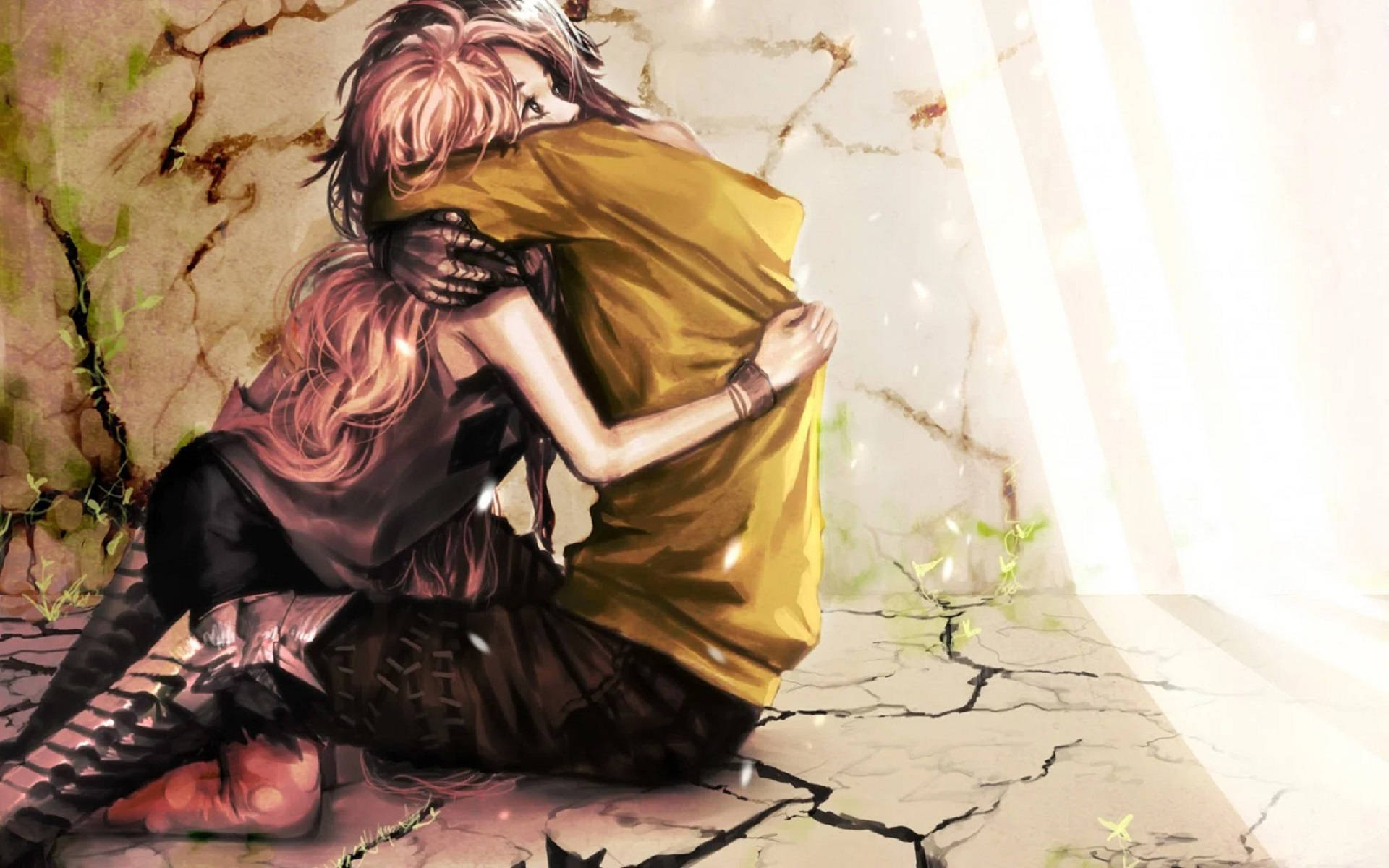 Αγκαλιά Anime σε Ξηρό Χώμα Ταπετσαρία