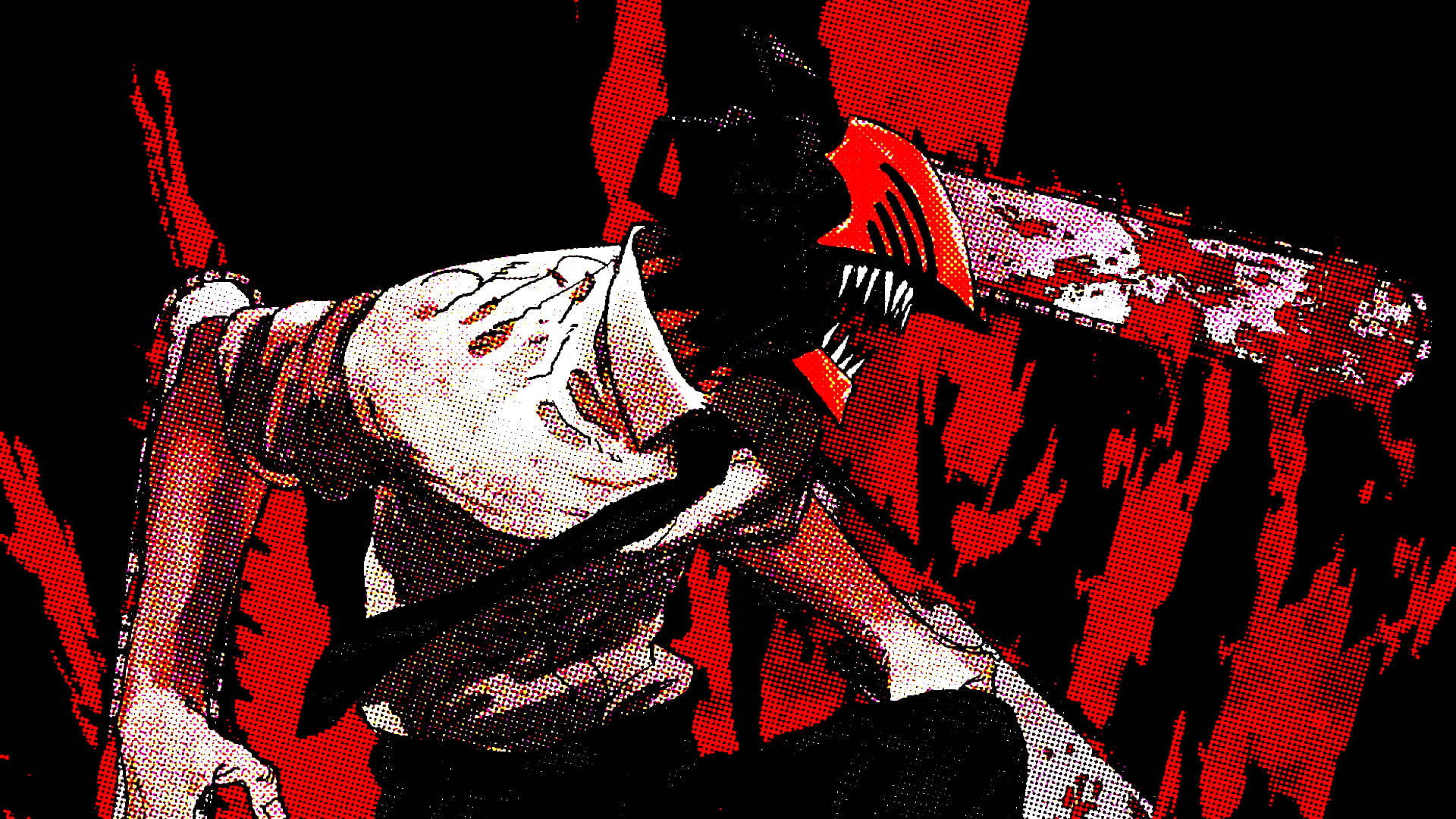 Κόκκινο Anime Chainsaw Man Ταπετσαρία
