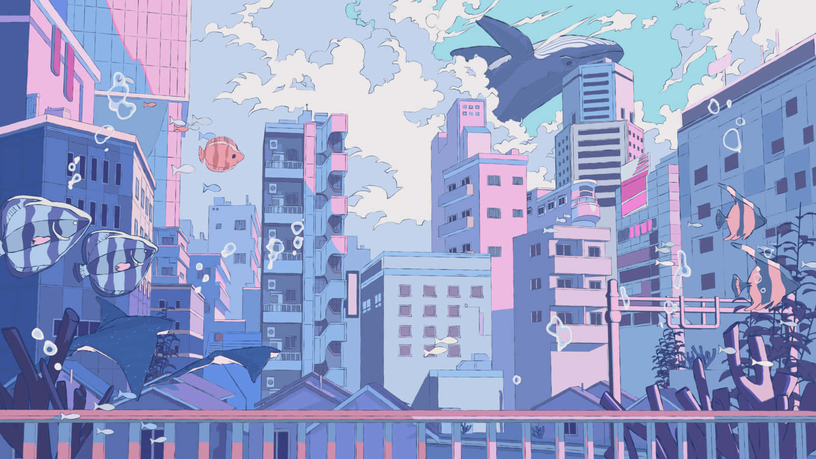 Εξερευνήστε τη ζωντανή πόλη Anime City Ταπετσαρία