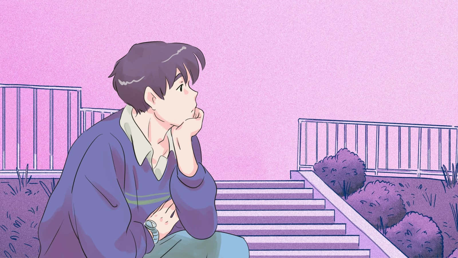 Χαρακτήρας από anime σε ροζ αισθητικό περιβάλλον Ταπετσαρία