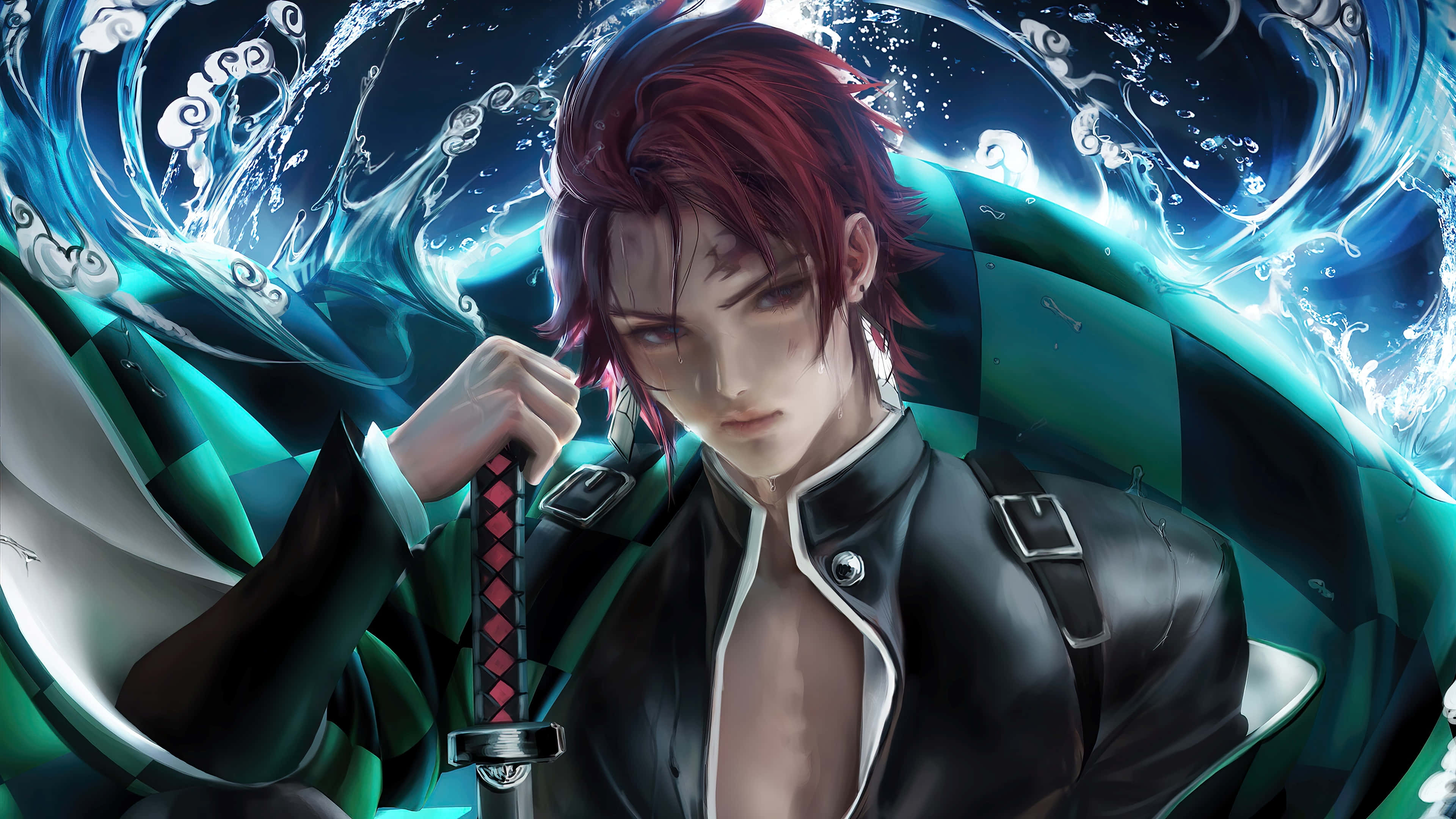 Μια ηρωική λήψη από τη δημοφιλή σειρά anime Demon Slayer Ταπετσαρία