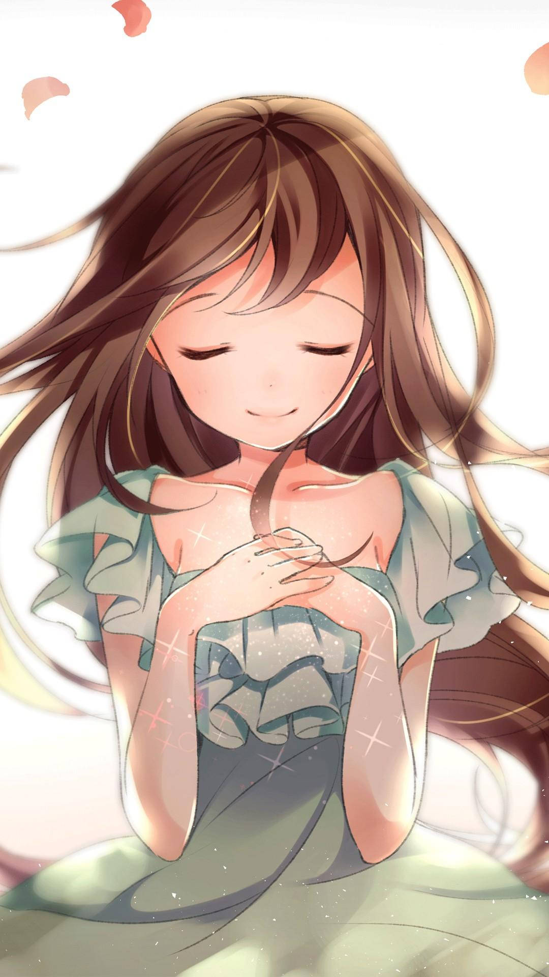 Γλυκιά Anime ΠΦΠ Κοπέλα που Κάνει Ευχή Ταπετσαρία