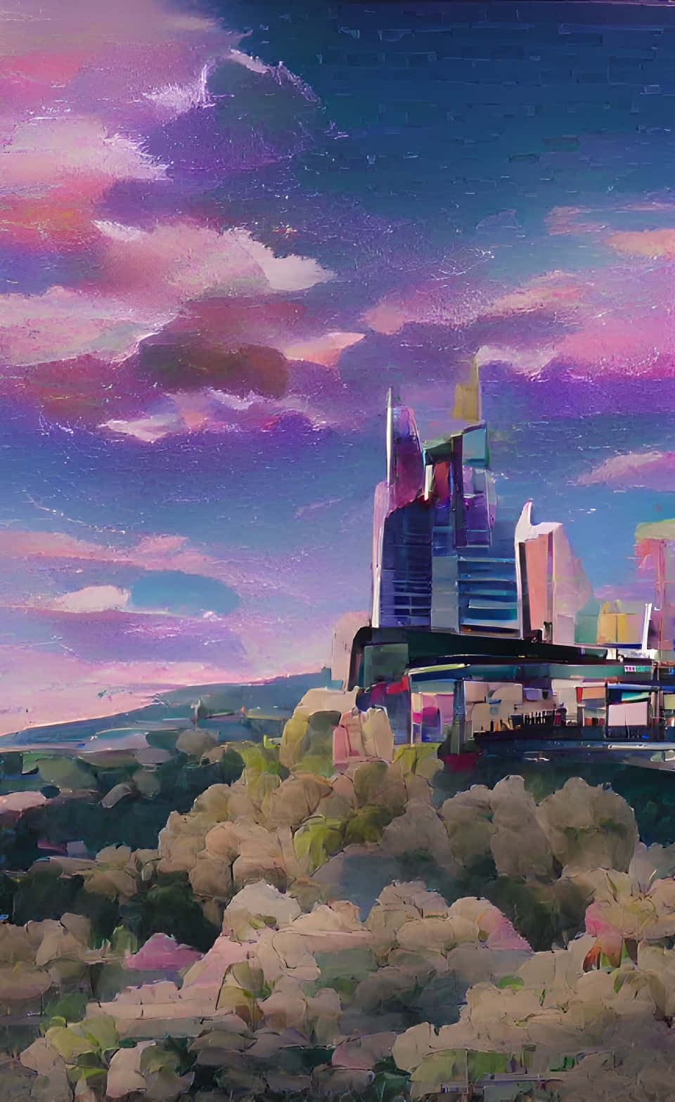 Σαγηνευτική Πόλη Anime στο Λυκόφως Ταπετσαρία